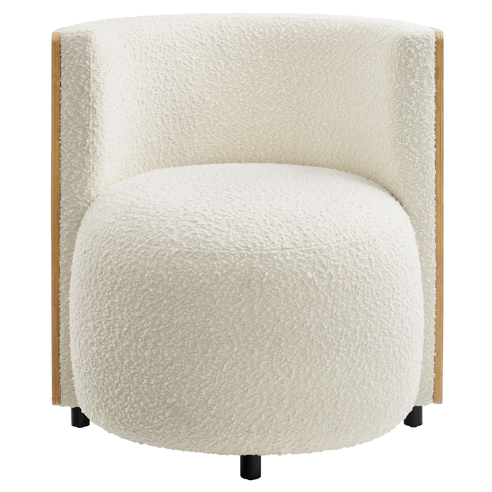 28 Inch Boucle Fabric Barrel Accent Chair in Natural Ivory - Image 7