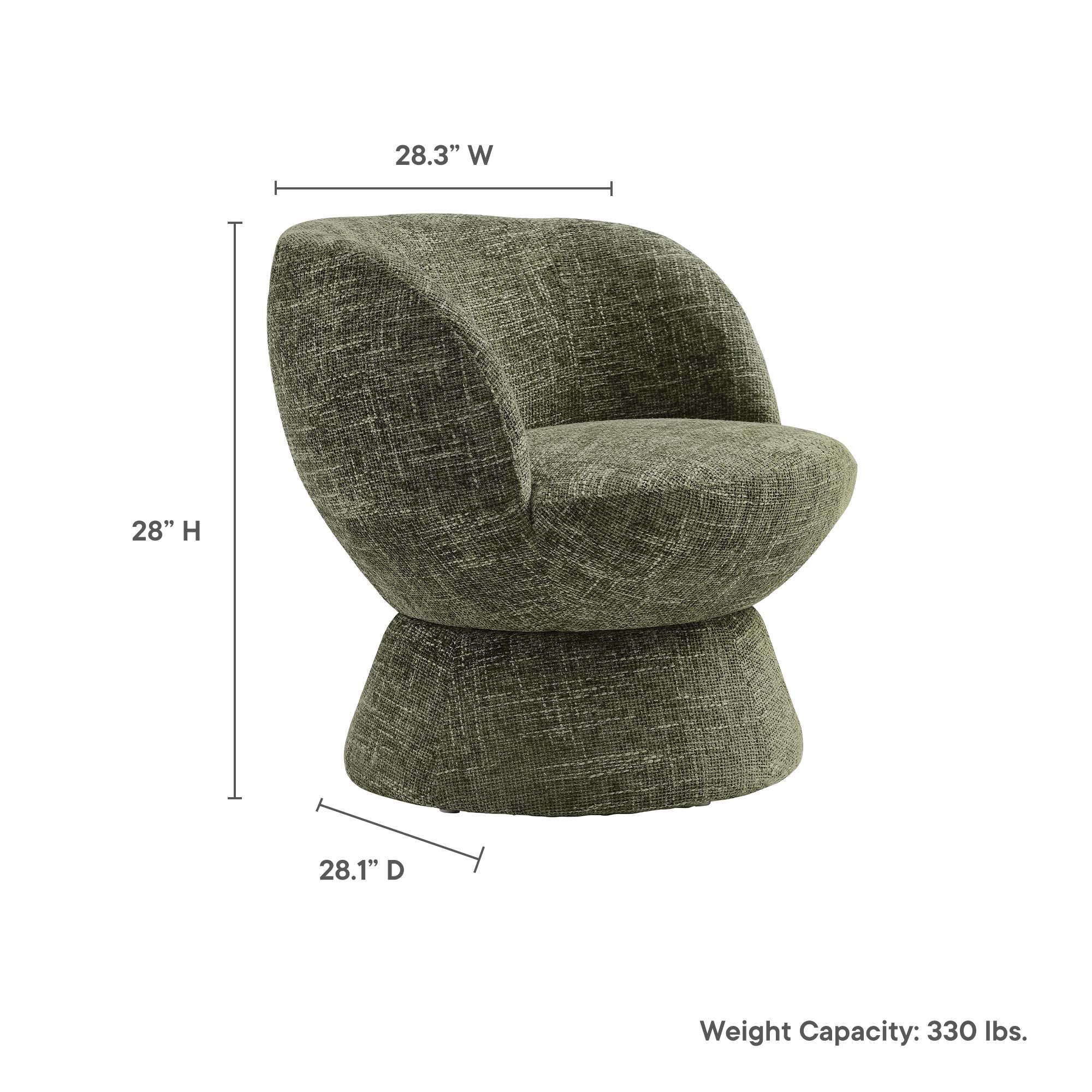 28 Inch Chenille Fabric Swivel Barrel Accent Chair - Image 3