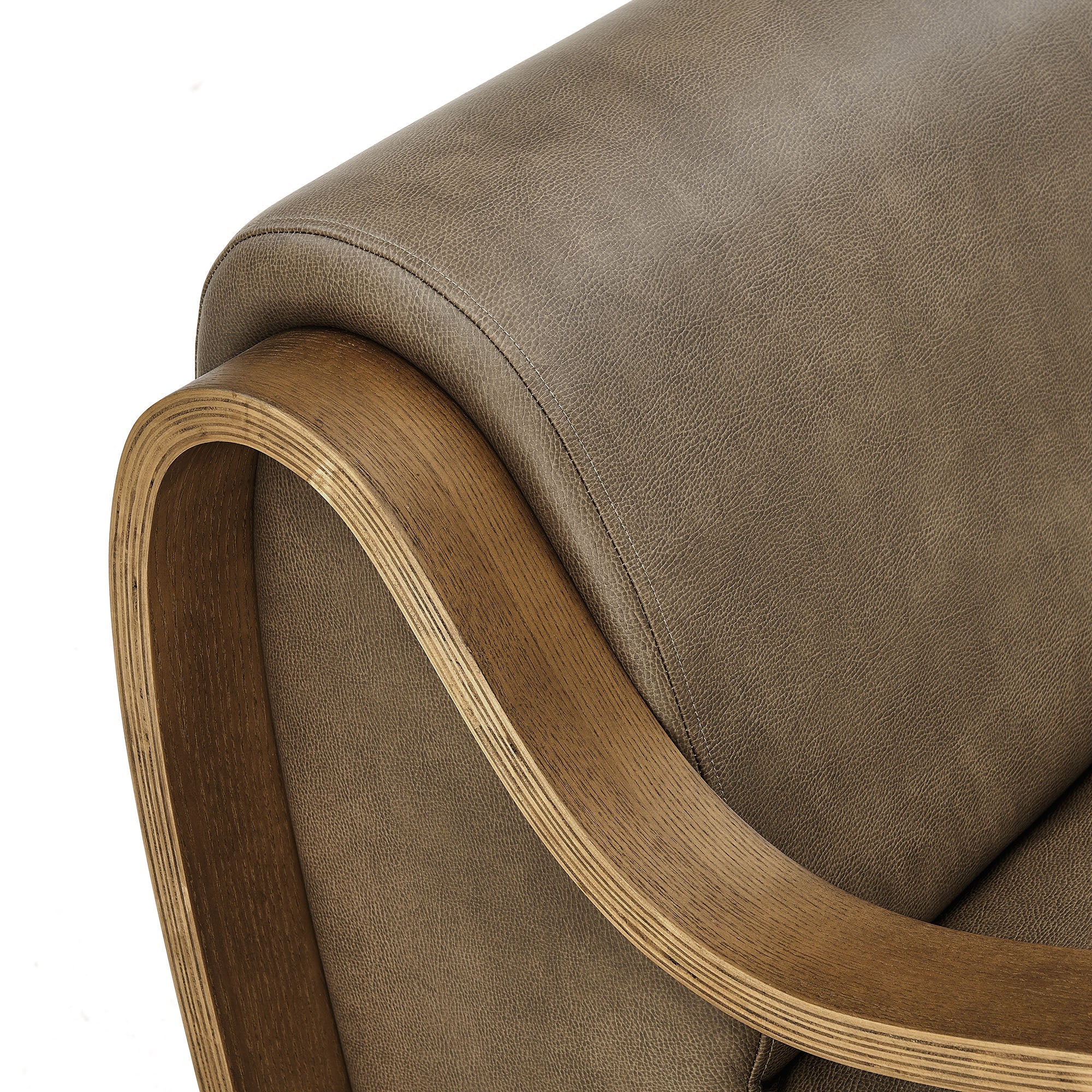 28 Inch Modern Vegan Leather Accent Armchair with Sculptural Bentwood Arms - Image 20