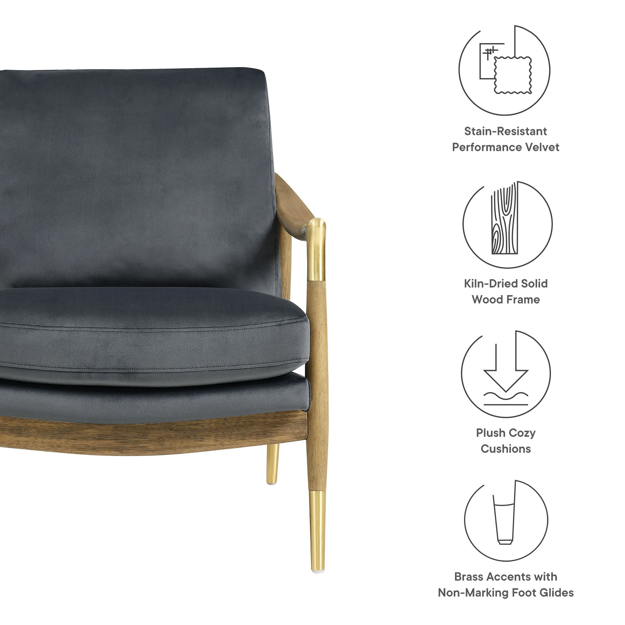 28 Inch Performance Velvet Accent Armchair - Image 2