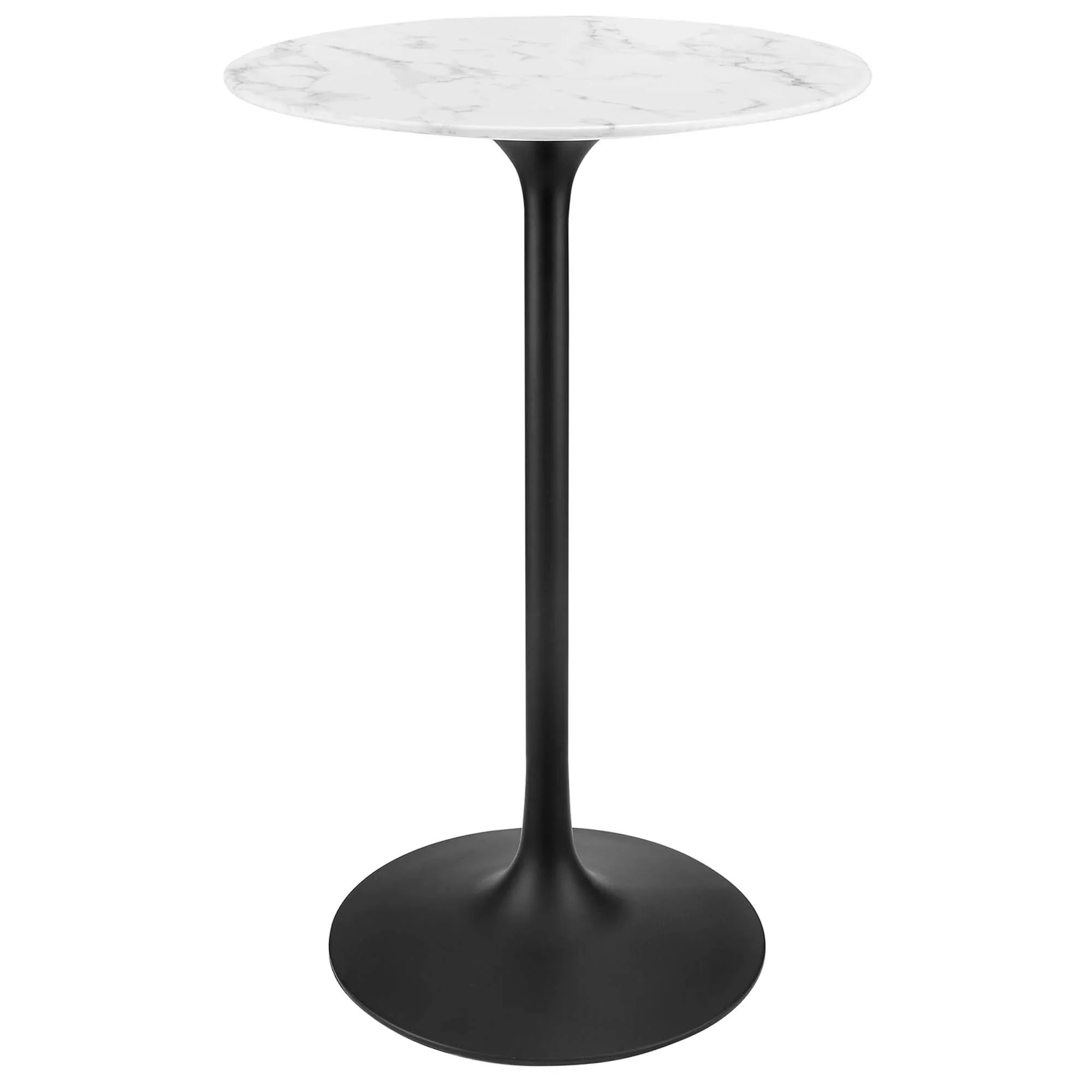 28 Inch Round Faux Marble Pedestal Bar Table – White and Gold - Image 12