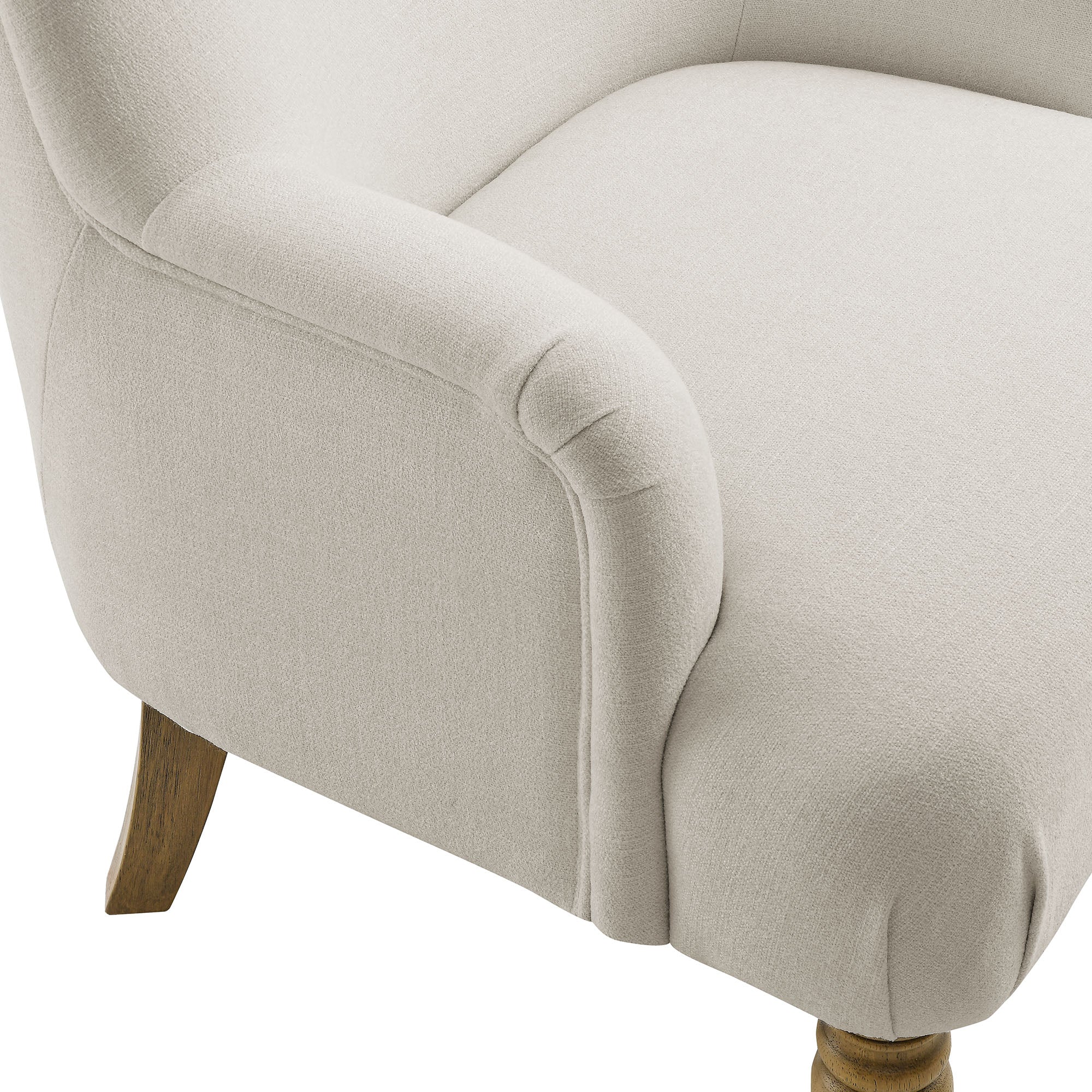 28 Inch Traditional Fabric Accent Armchair with French Piping and Turned Wood Legs - Image 13