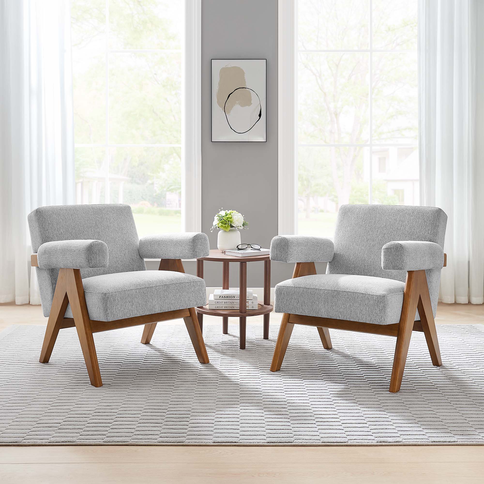 28 Inch Woven Heathered Fabric Armchair Set of 2 - Image 24