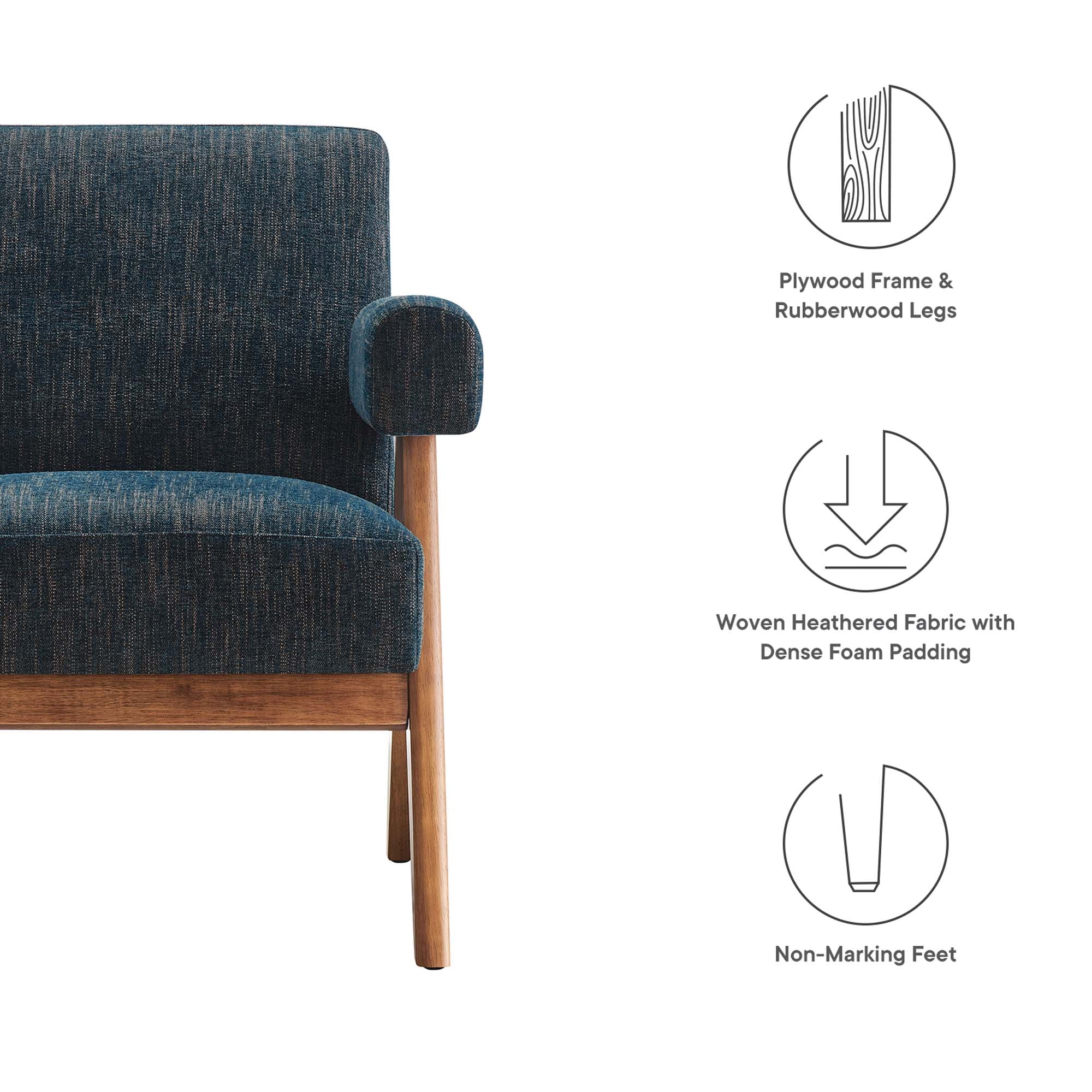 28 Inch Woven Heathered Fabric Armchair with Wood Legs - Image 16