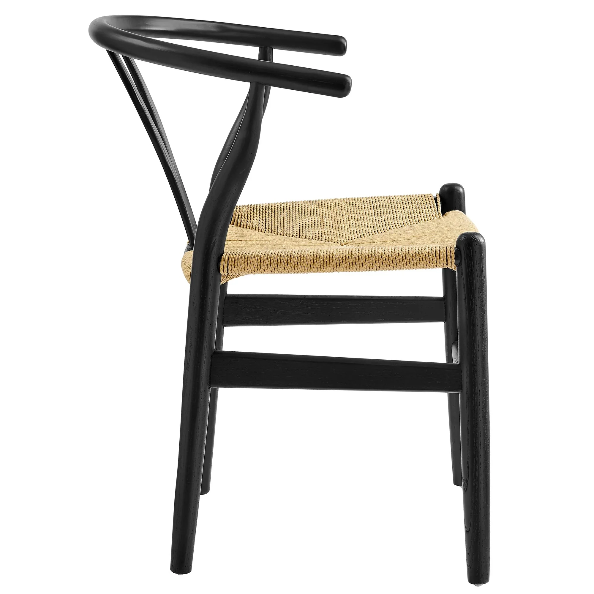 29 Inch Elm Wood Dining Side Chair with Woven Rope Seat - Image 3