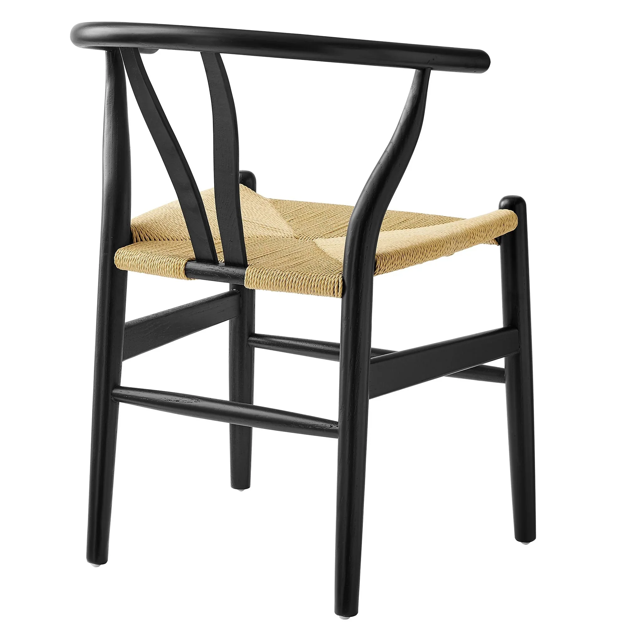 29 Inch Elm Wood Dining Side Chair with Woven Rope Seat - Image 4