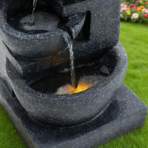 29-Inch Terrazzo Style 4-Tier LED Cascading Water Fountain - Image 8