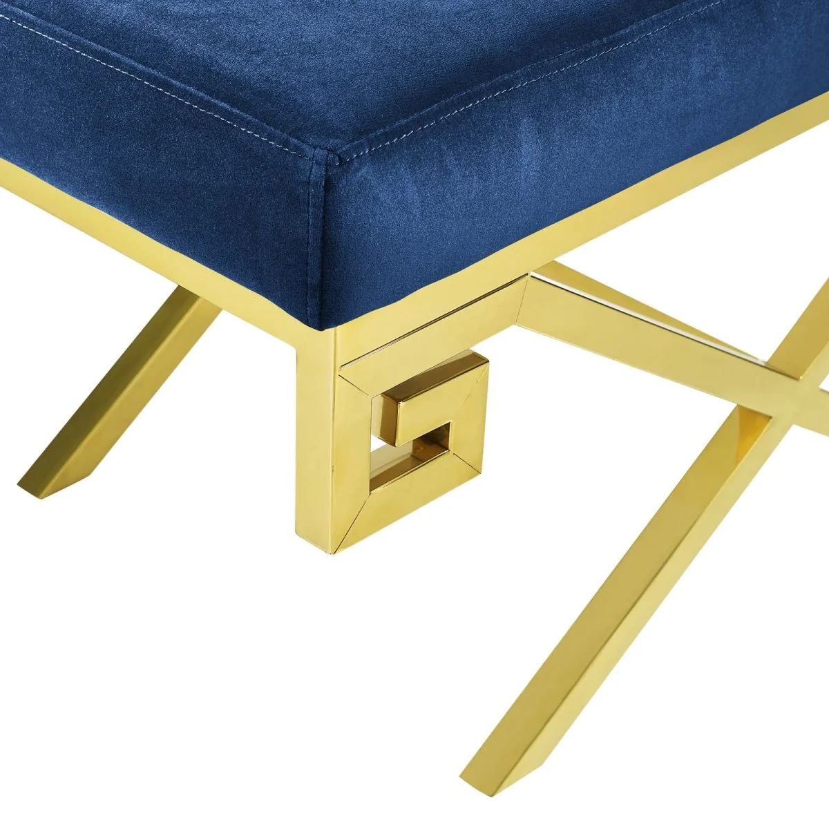 29 Inch Whimsical Greek Key Performance Velvet Bench - Image 11