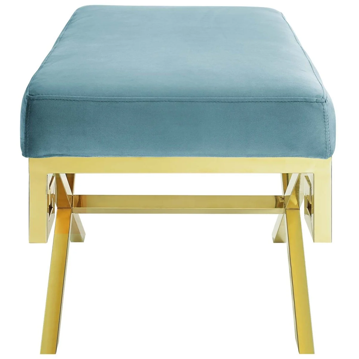 29 Inch Whimsical Greek Key Performance Velvet Bench - Image 15