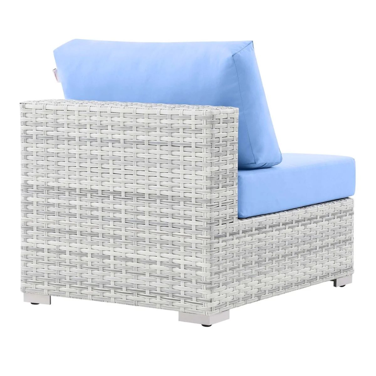 29" Light Gray Wicker Outdoor Armless Chair with Cushion Seat, Weather-Resistant - Image 13