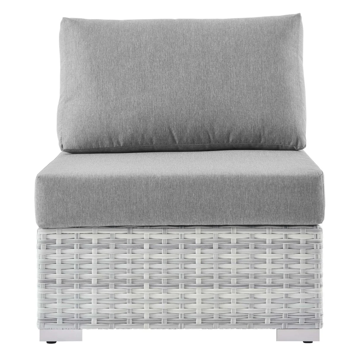 29" Light Gray Wicker Outdoor Armless Chair with Cushion Seat, Weather-Resistant - Image 22
