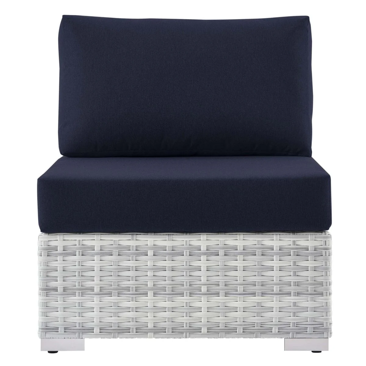 29" Light Gray Wicker Outdoor Armless Chair with Cushion Seat, Weather-Resistant - Image 5