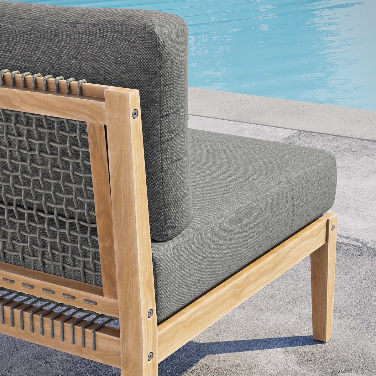 29" Modern Teak Wood Outdoor Armless Chair – Modern Teak Patio Seating, Weatherproof - Image 10