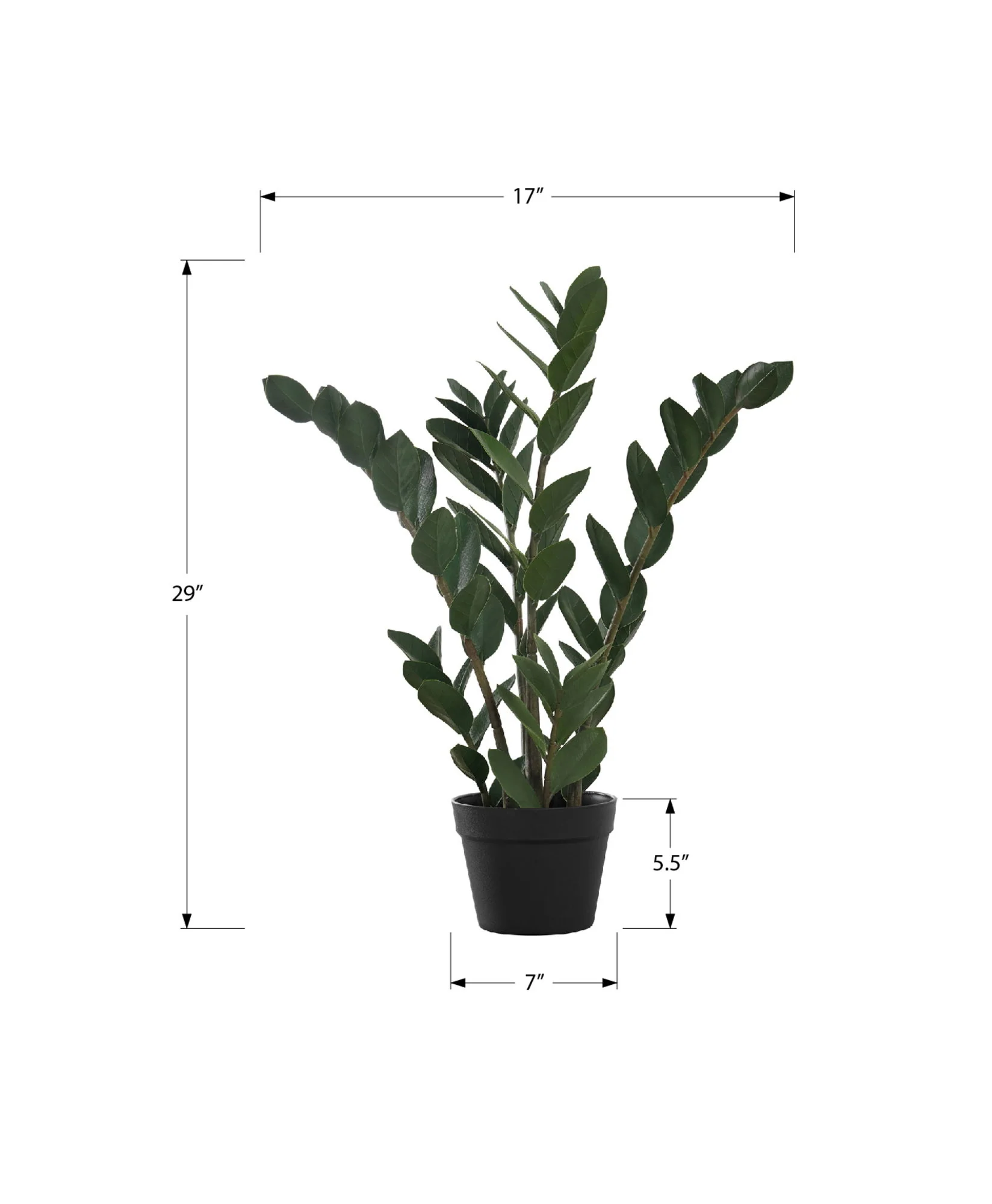29" Tall, Artificial Plant, Zz Tree, Indoor, Faux, Fake, Floor, Greenery, Potted, Real Touch, Decorative - Green / Black - Image 4