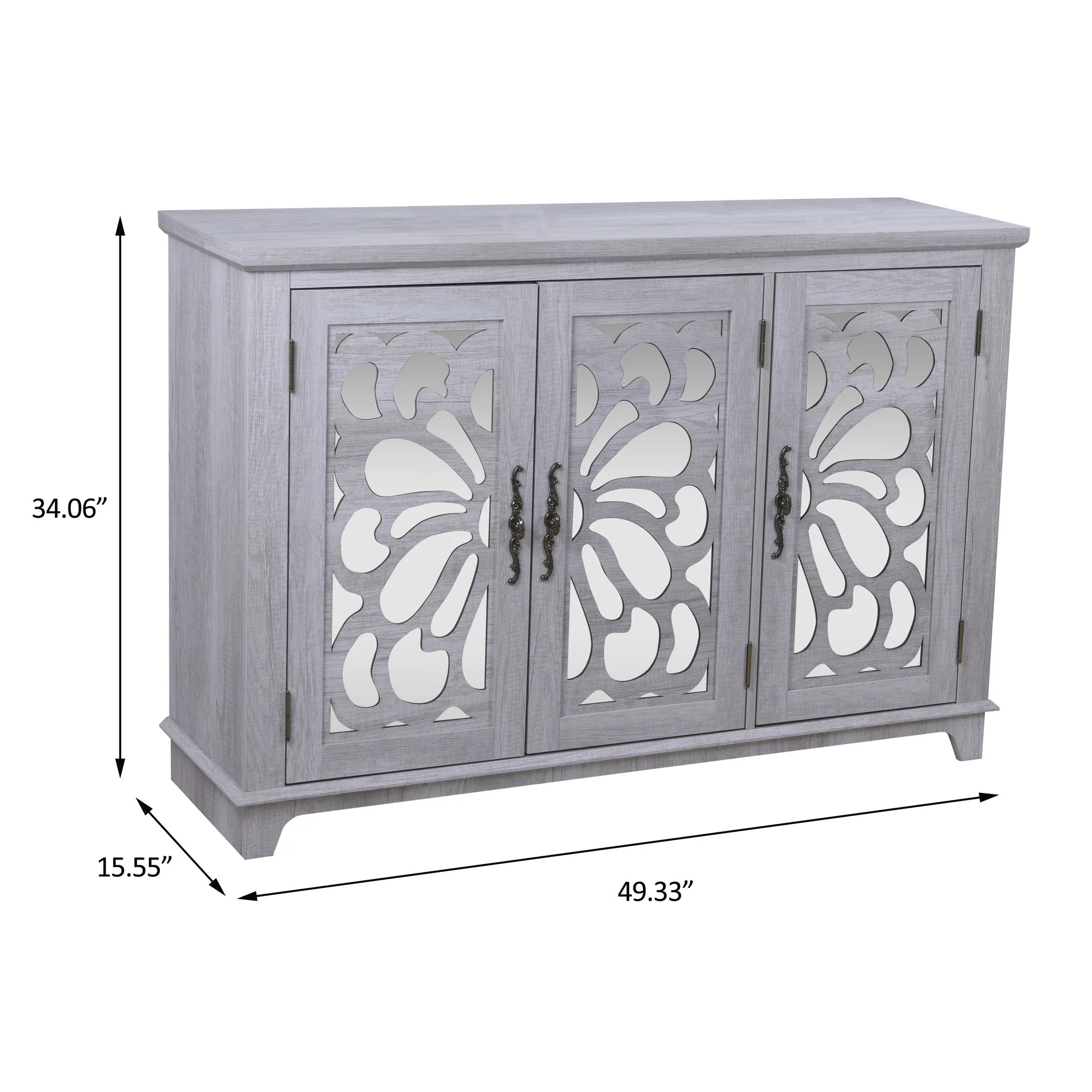 3 Door Mirrored Sideboard Cabinet With Adjustable Shelves - Image 13
