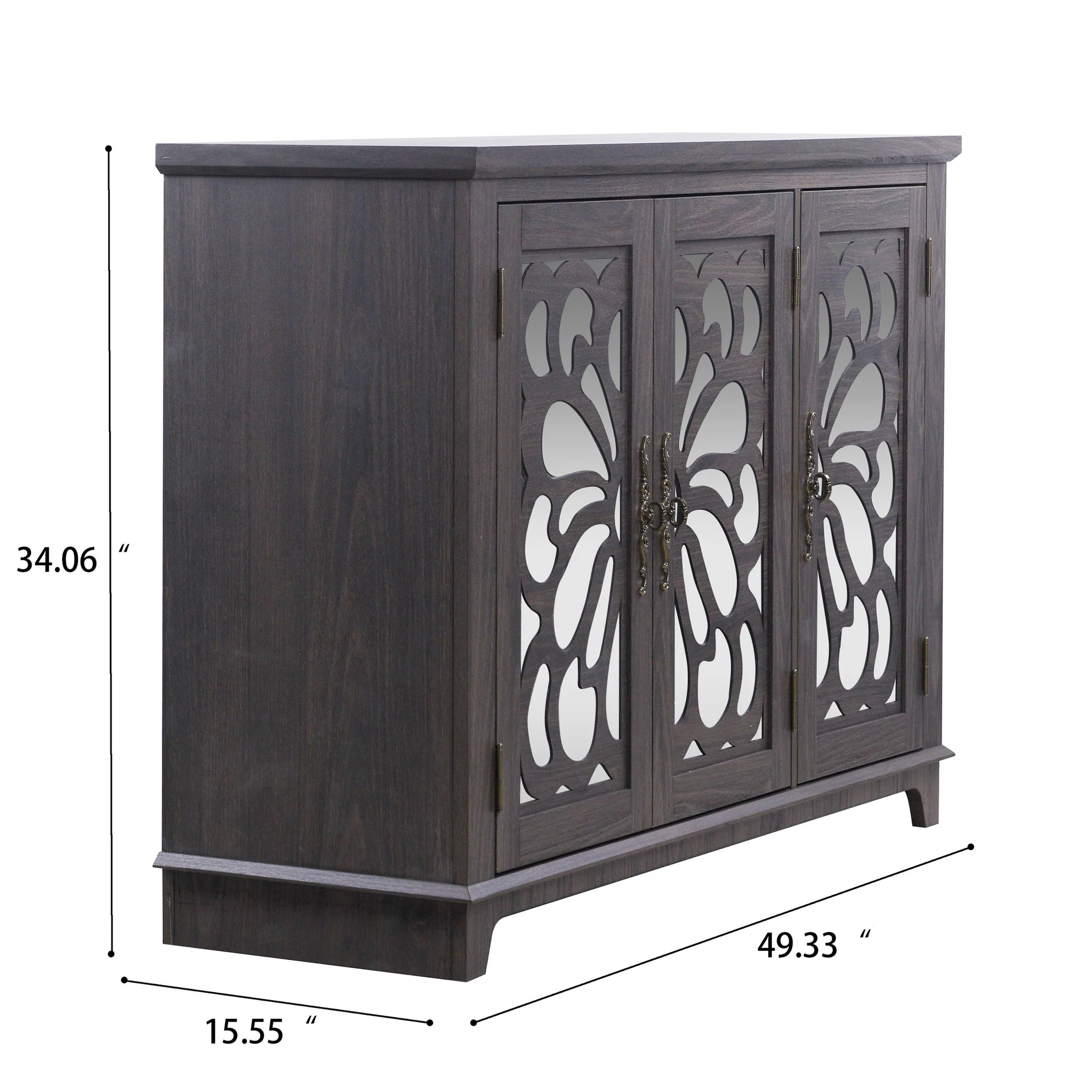 3 Door Mirrored Sideboard Cabinet With Adjustable Shelves - Image 7