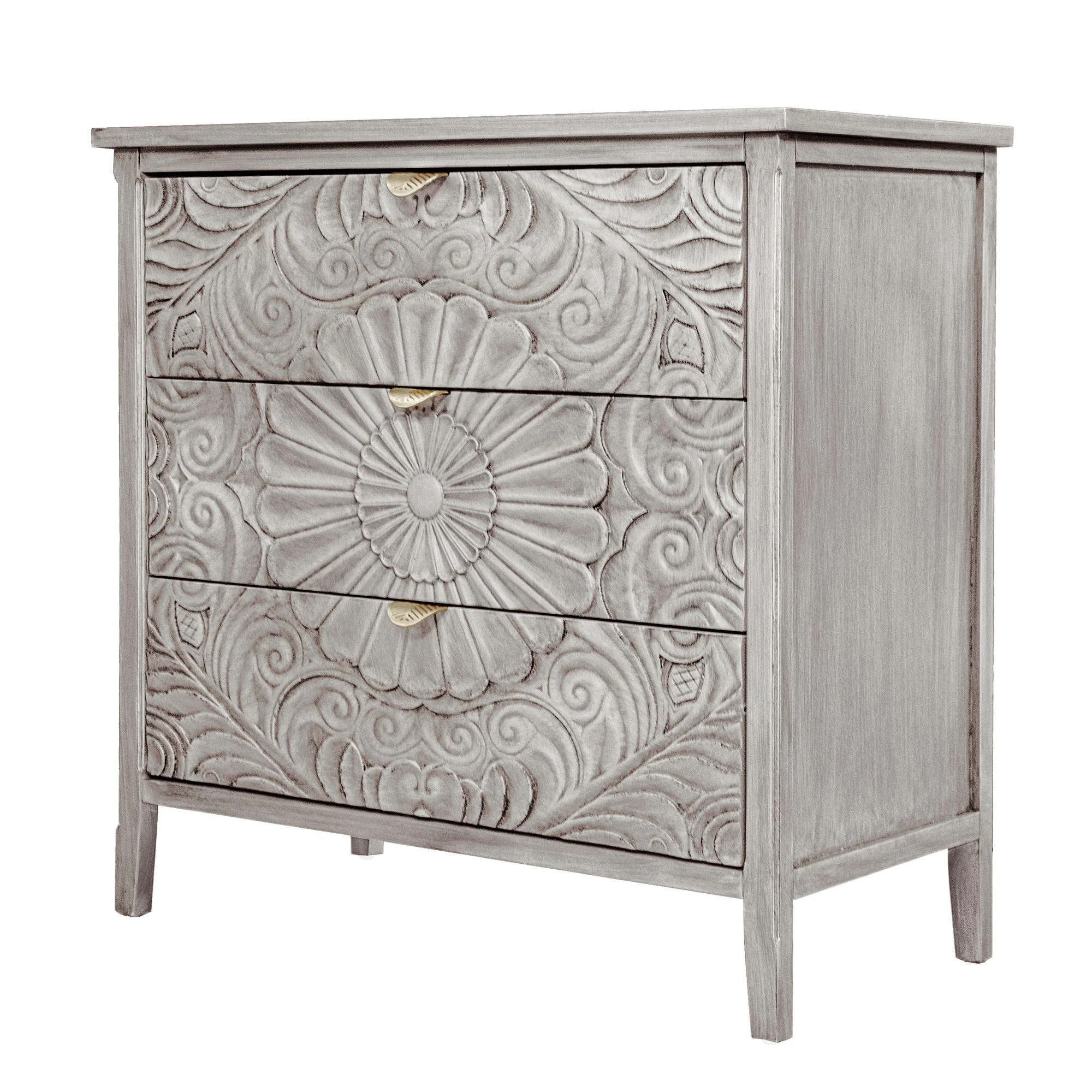 3 Drawer Cabinet, American Furniture, Suitable For Bedroom, Living Room - Light Gray - Image 3