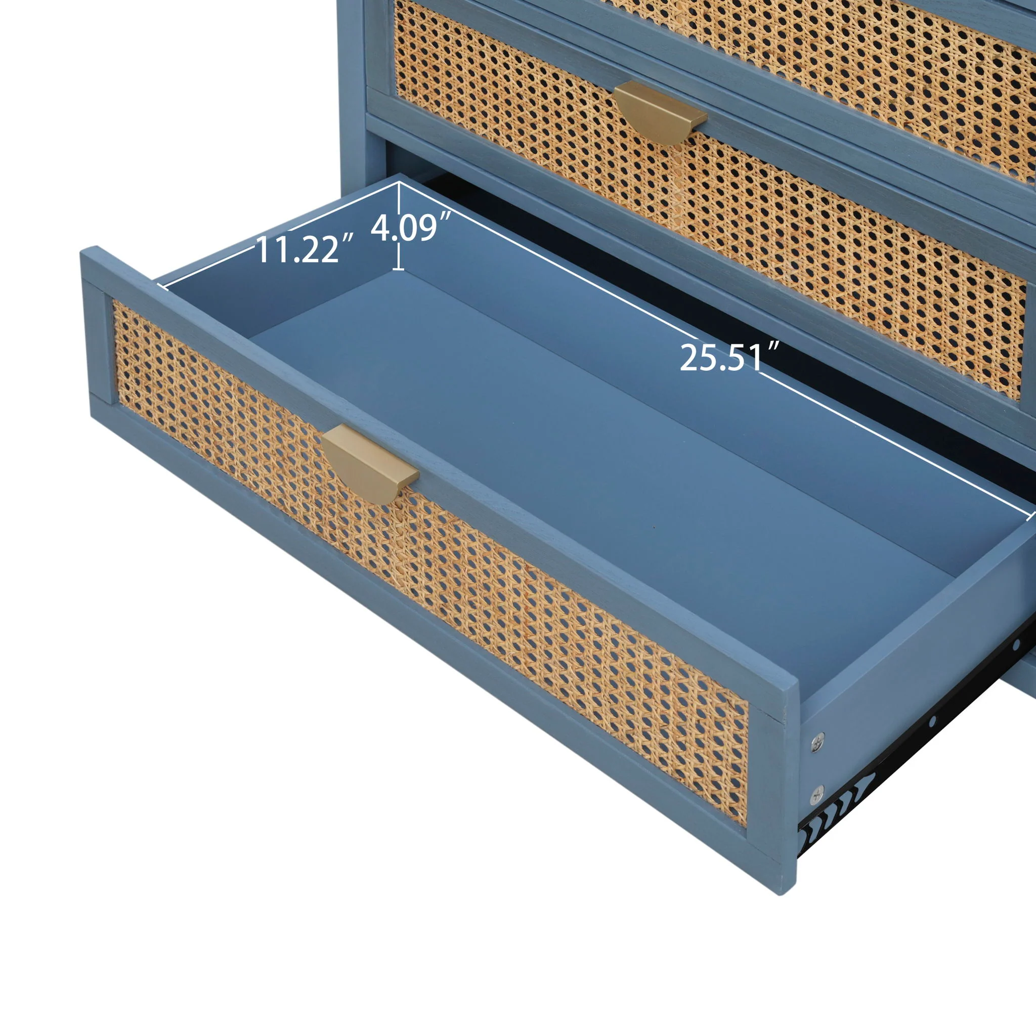 3 Drawer Cabinet, Natural Rattan, American Furniture - Image 4