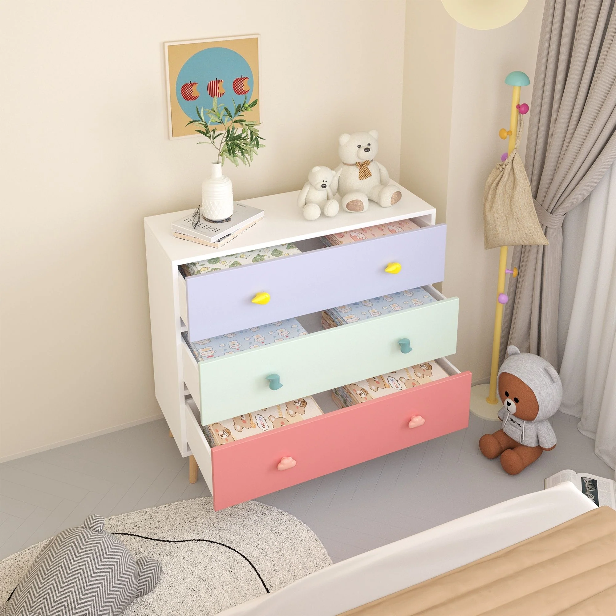 3 Drawer Dresser, Storage Cabinet With Anti Tip Safety - Image 8