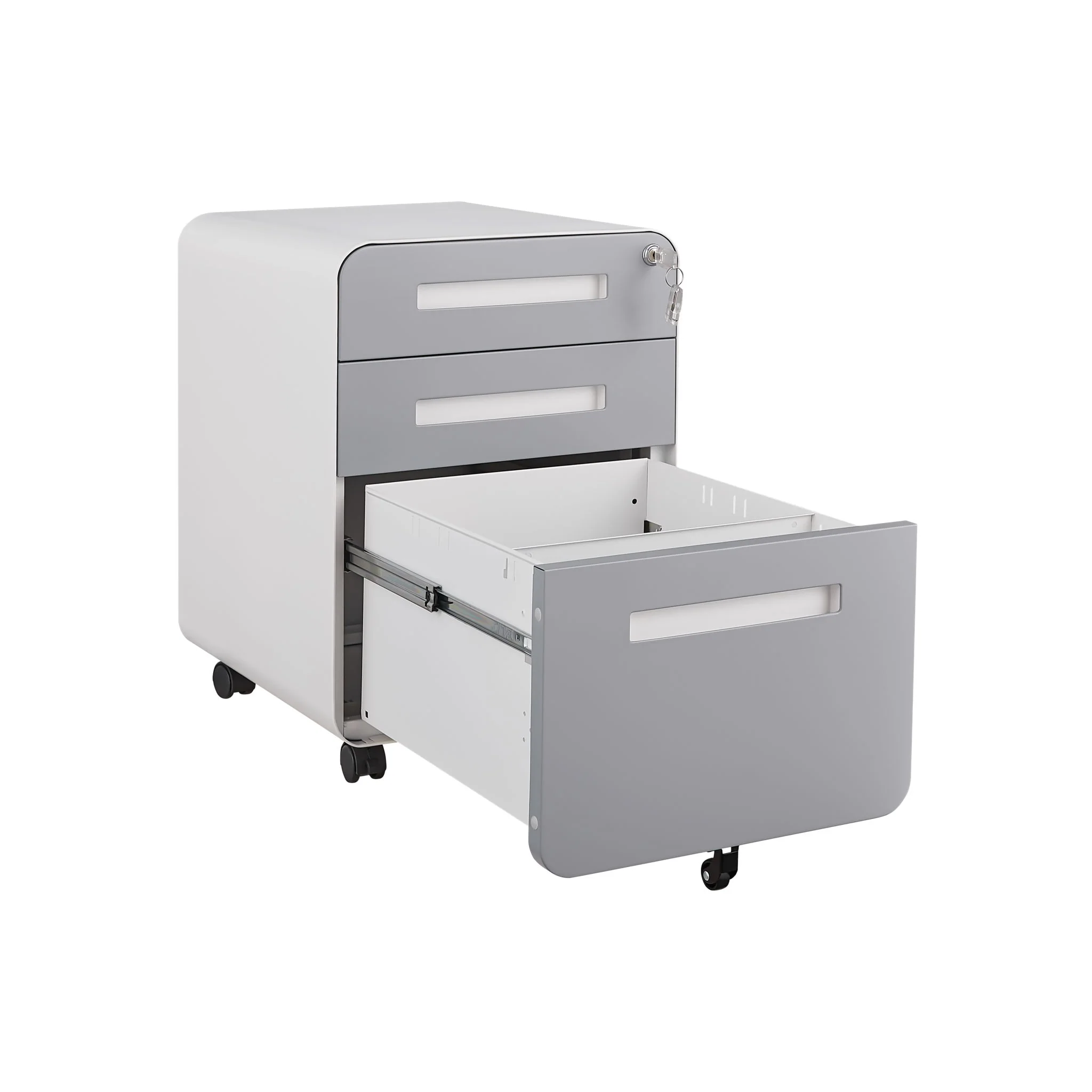 3 Drawer Mobile File Cabinet Under Desk Office, Simple Style Versatile Storage Cabinet For Legal / Letter / A4 Files, 5 Wheel Design Anti-Tilting Cold Rolled Steel Waterproof Moisture-Proof - Image 6