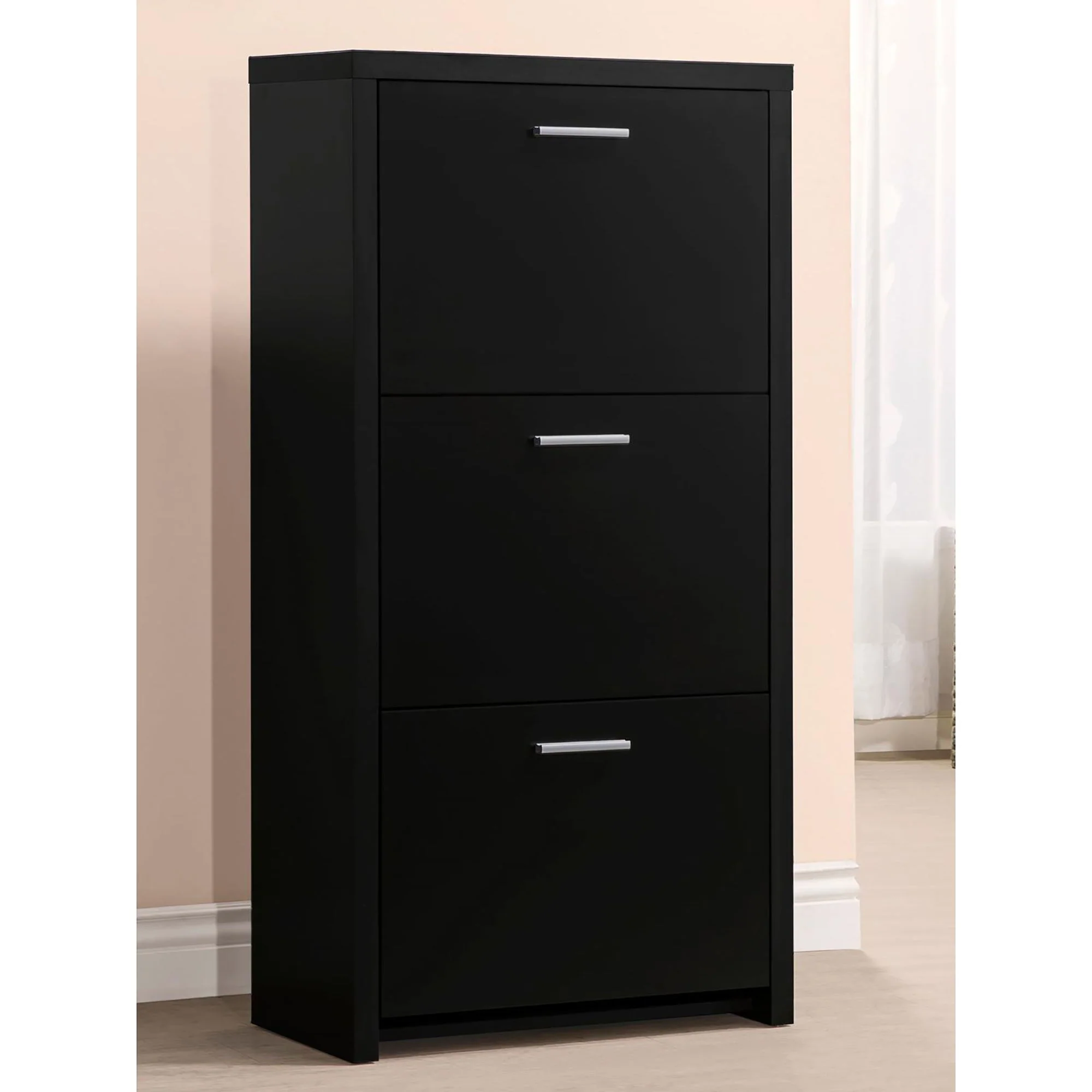 3 Drawer Shoe Rack - Black - Image 3