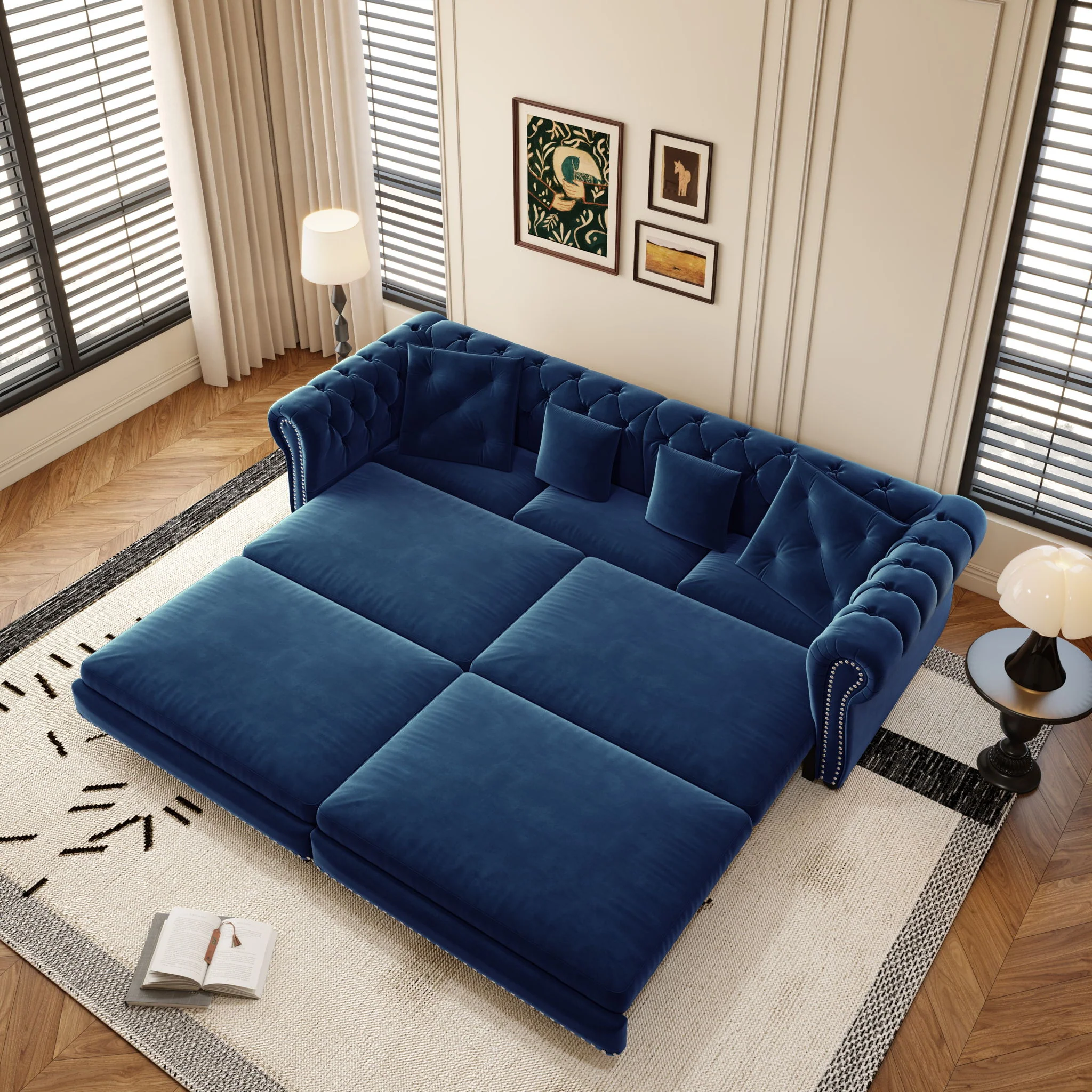 3 In 1 Convertible Sleeper Sofa Bed With Movable Ottoman - Image 29