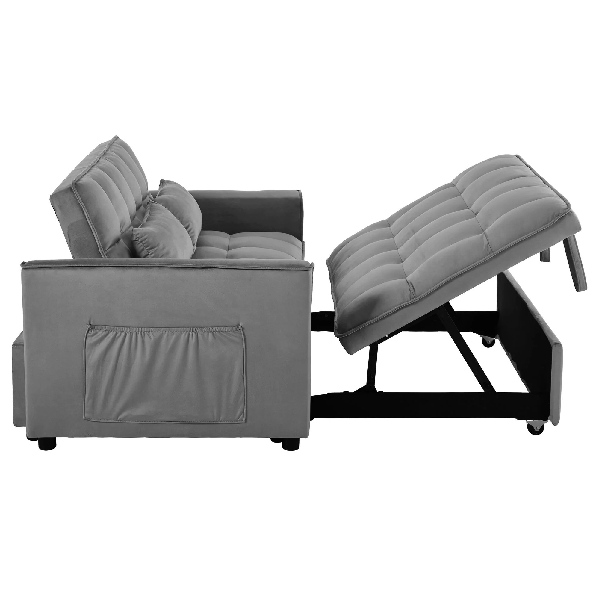 3 In 1 Pull Out Couch Convertible Sofa Bed With Reclining Backrest - Image 18