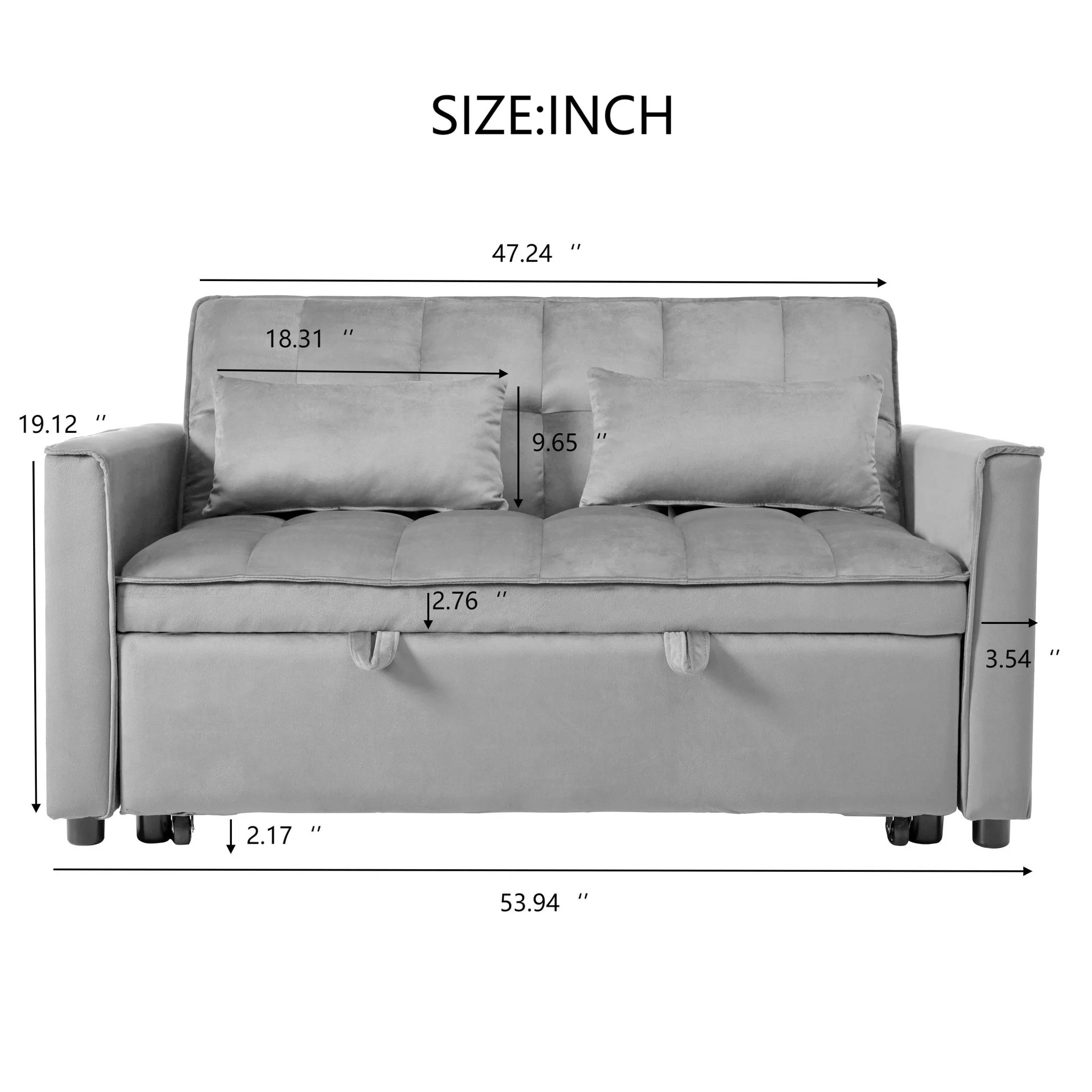 3 In 1 Pull Out Couch Convertible Sofa Bed With Reclining Backrest - Image 26