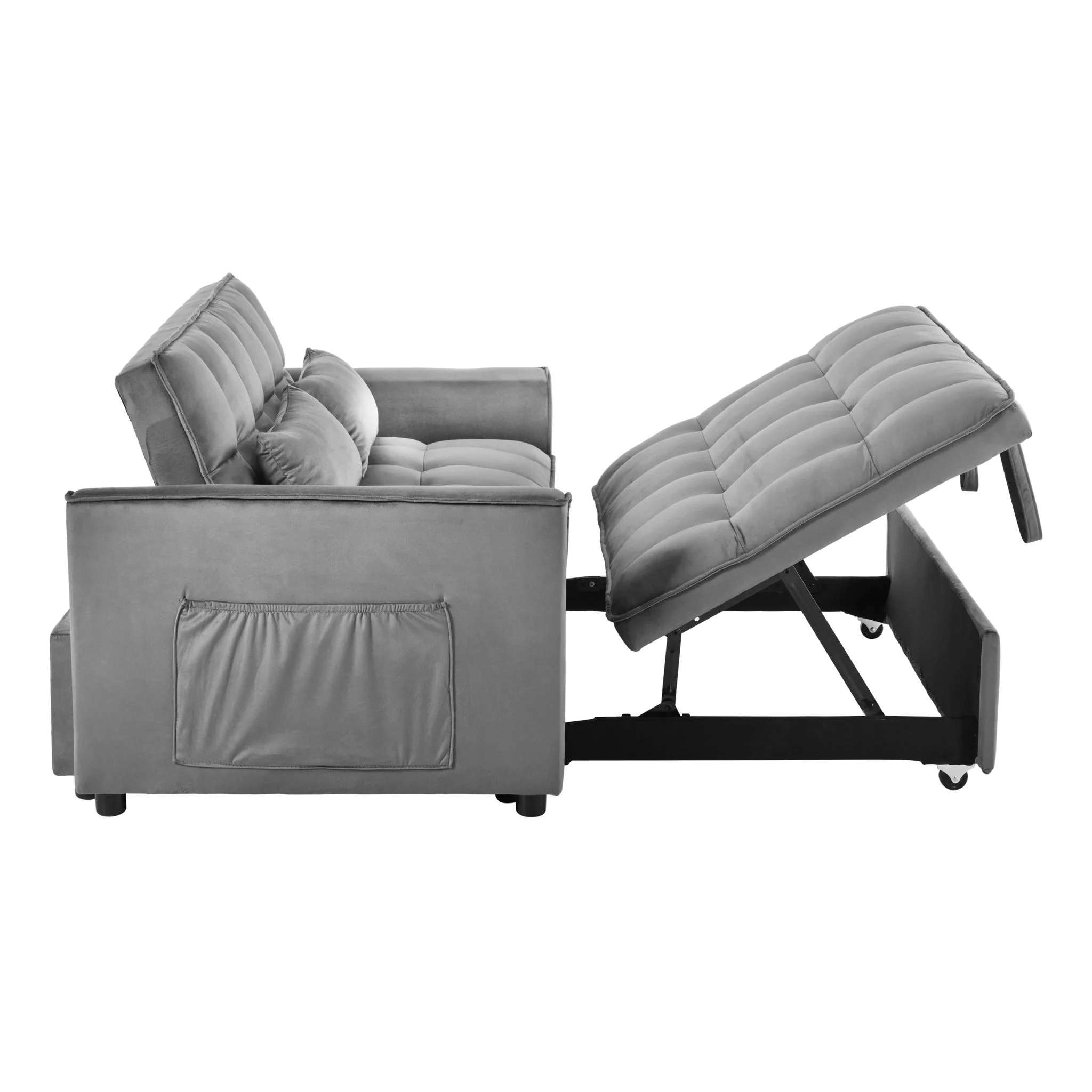 3 In 1 Pull Out Couch Convertible Sofa Bed With Reclining Backrest - Image 41