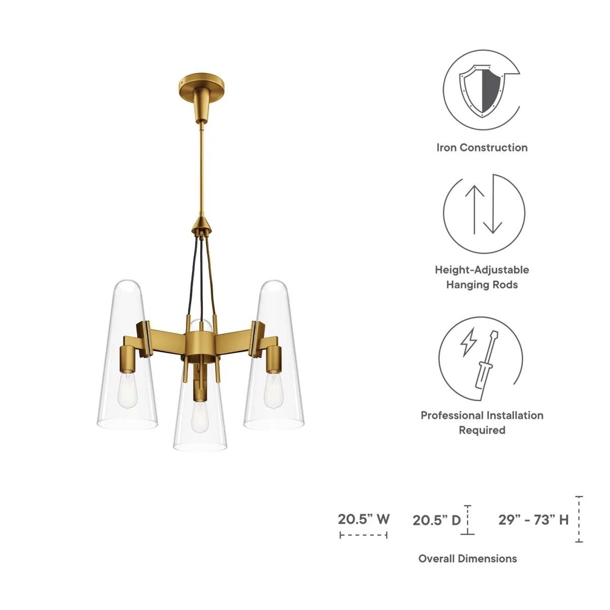 3-Light Beacon Glass Cone Pendant Ceiling Light Fixture Modern Industrial Lighting - Image 22