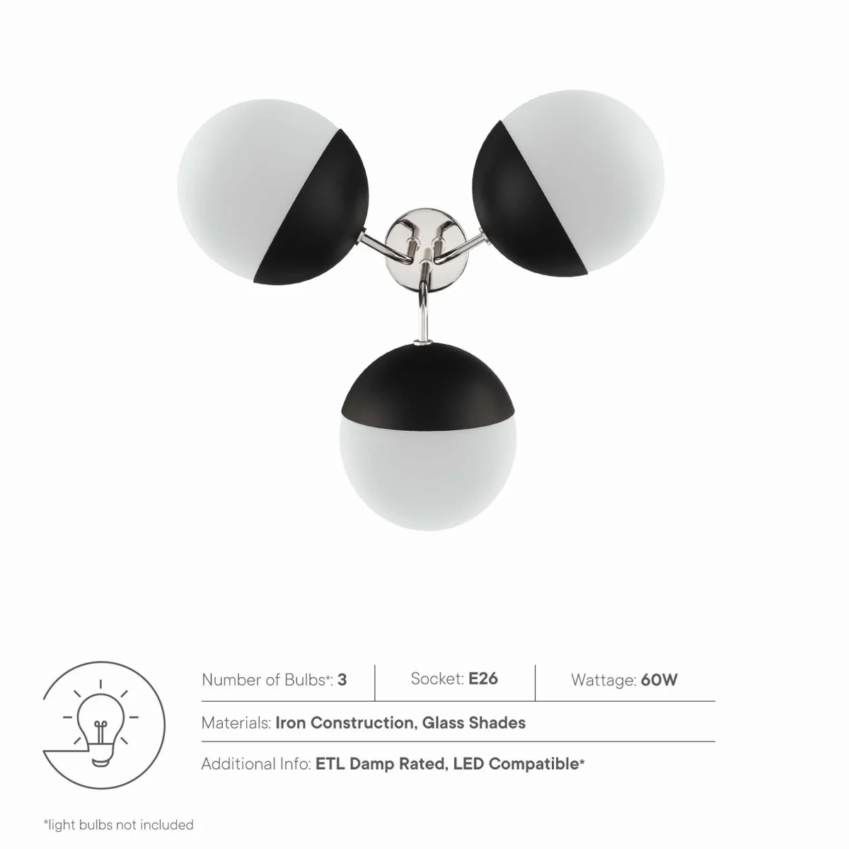 3-Light Modern Semi-Flush Ceiling Light – Opal Glass Ceiling Fixture for Living Room - Image 13