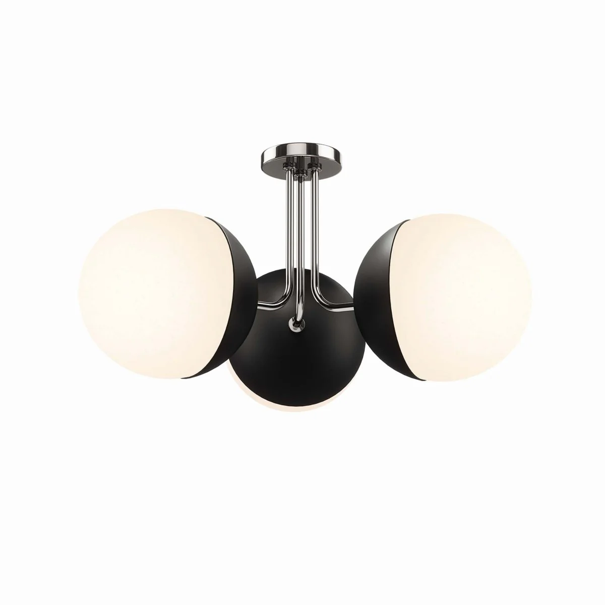 3-Light Modern Semi-Flush Ceiling Light – Opal Glass Ceiling Fixture for Living Room - Image 15