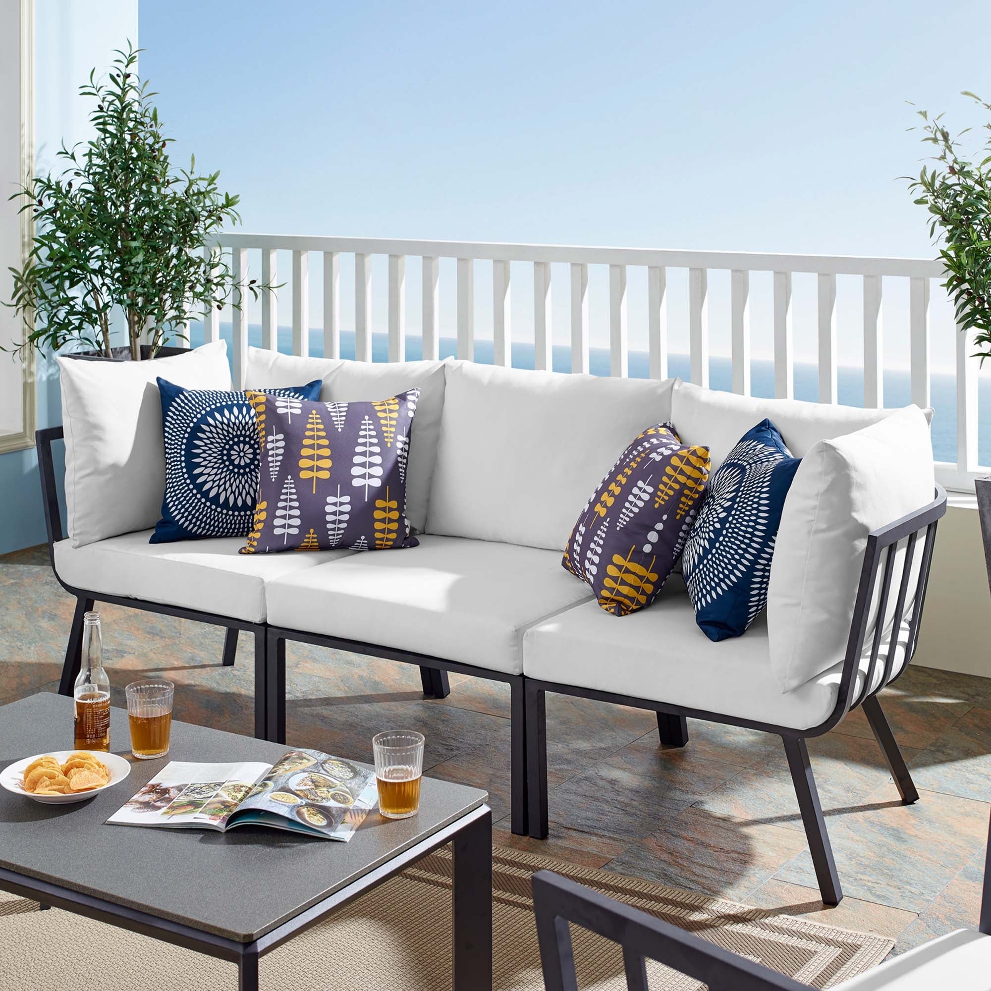 3-Piece Aluminum Outdoor Patio Sectional Sofa Set — Modern Weather-Resistant Seating - Image 45