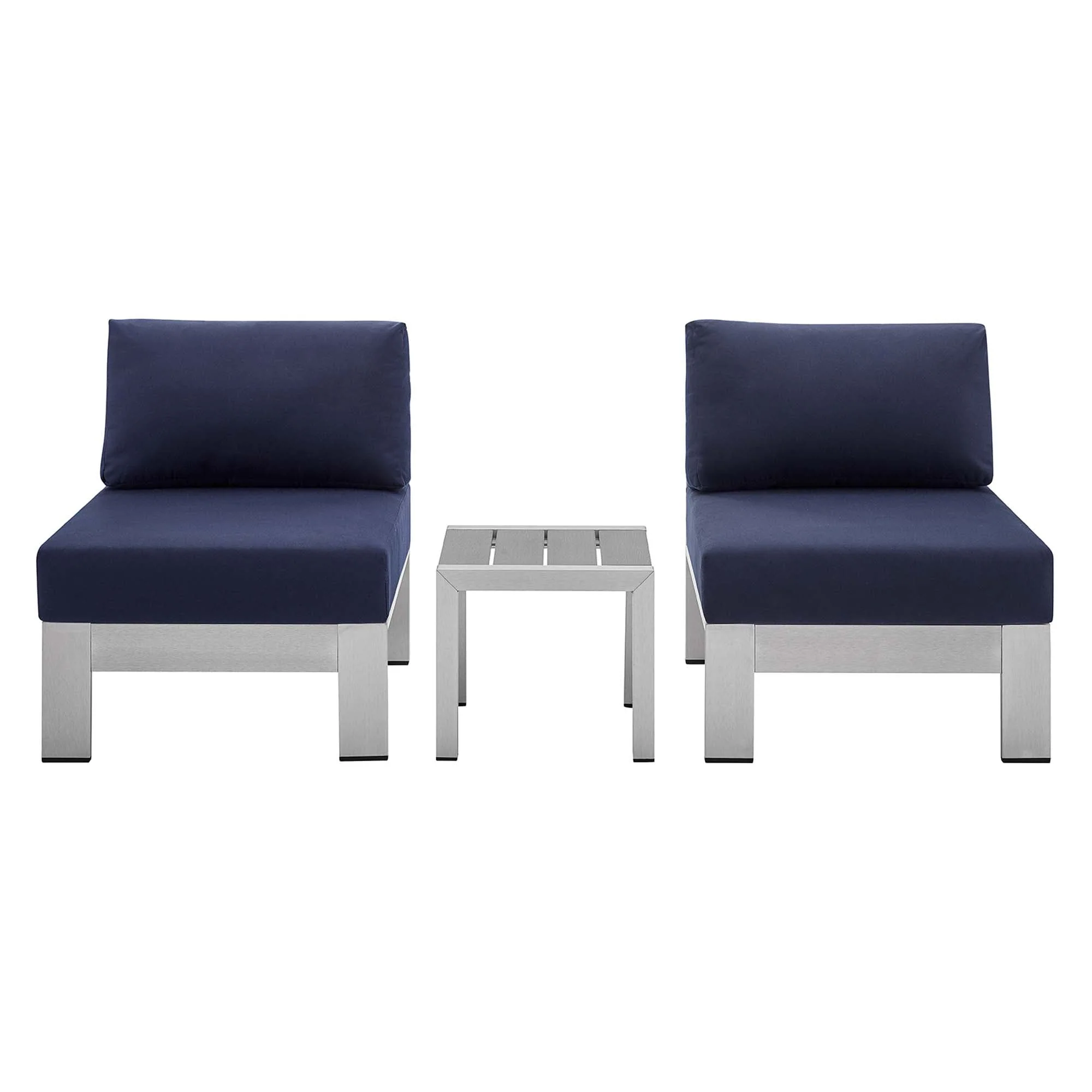 3-Piece Aluminum Patio Seating Set with Sunbrella Cushions Outdoor Weather-Resistant