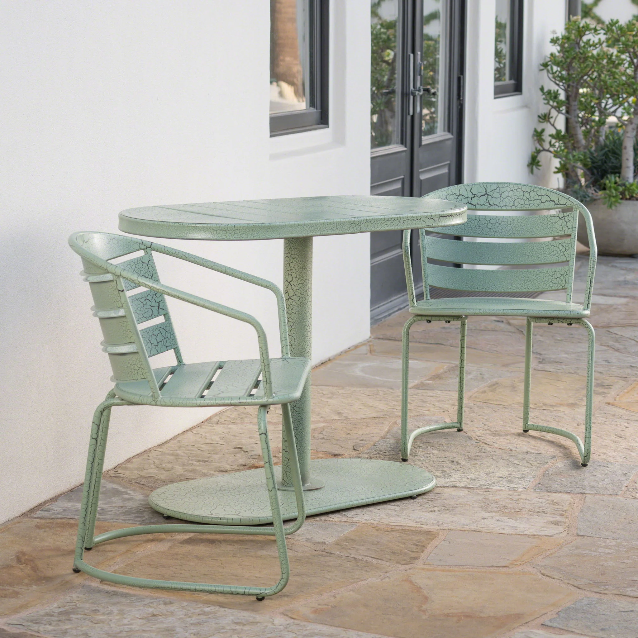 3 Piece Elegant Outdoor Bistro Set With 2 Chairs And Oval Table - Image 20