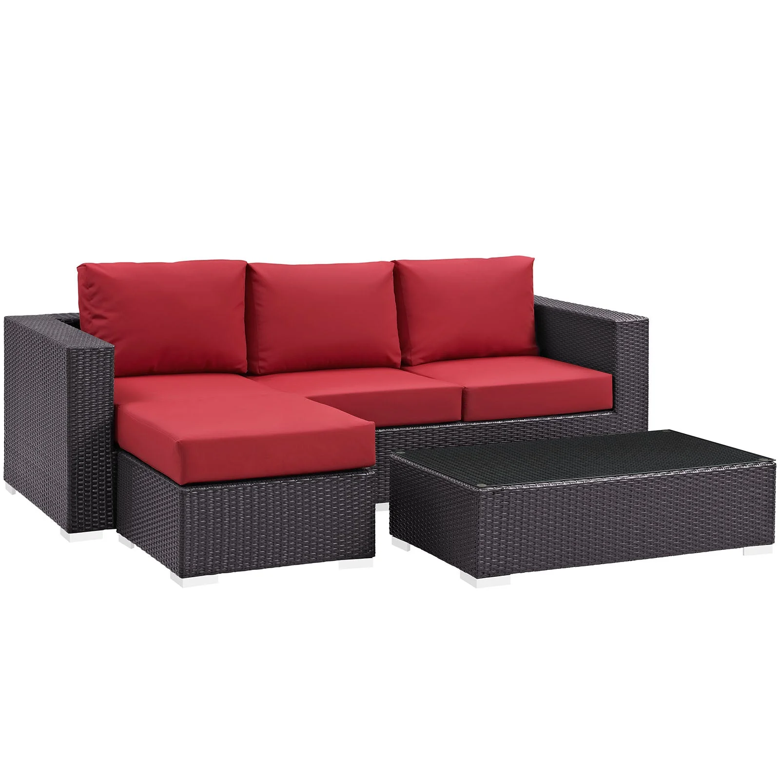 3-Piece Espresso Wicker Patio Sofa Set with Cushions for Outdoor Seating - Image 2