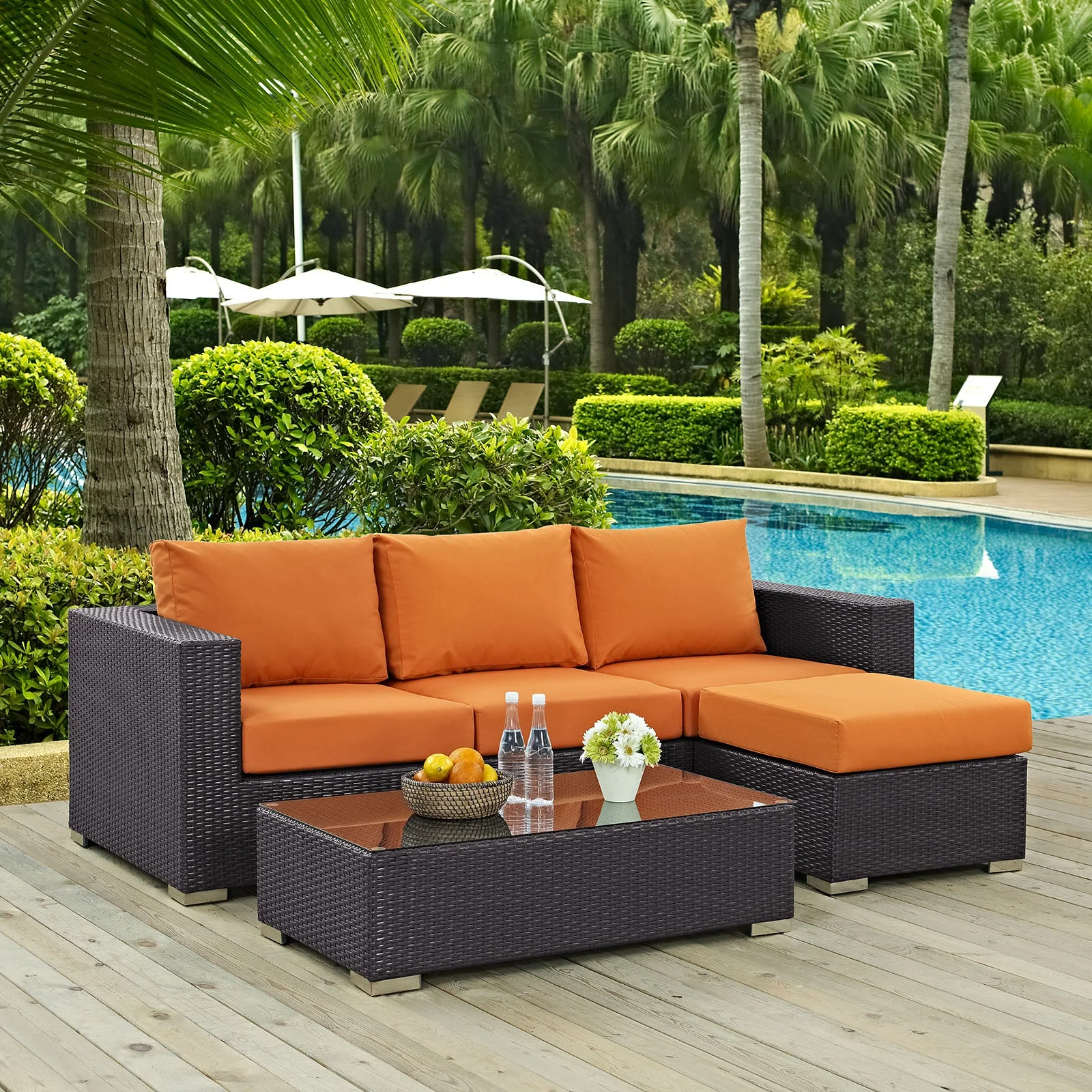 3-Piece Espresso Wicker Patio Sofa Set with Cushions for Outdoor Seating - Image 21