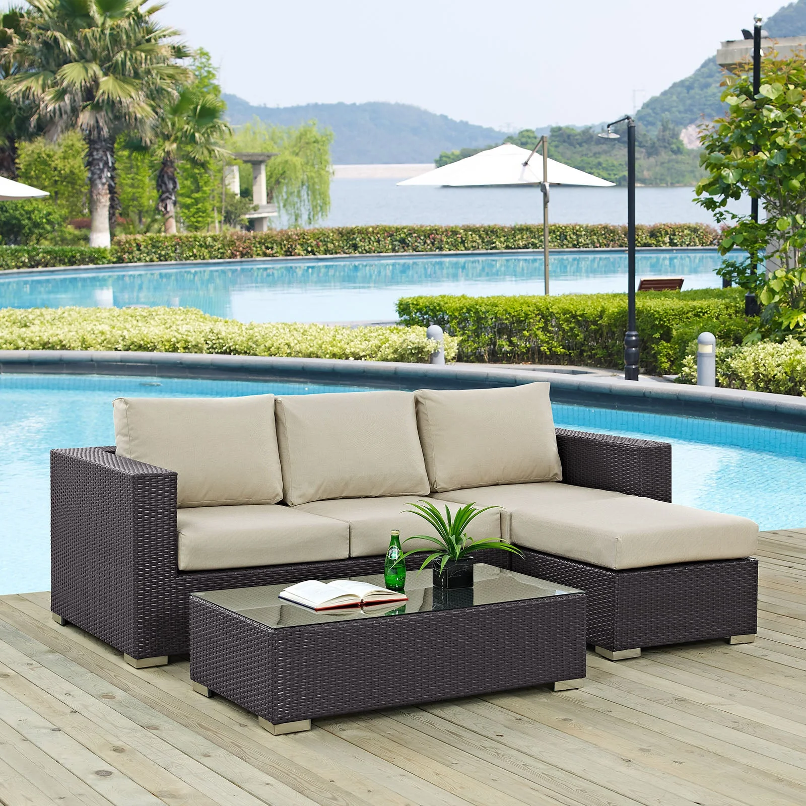 3-Piece Espresso Wicker Patio Sofa Set with Cushions for Outdoor Seating - Image 35