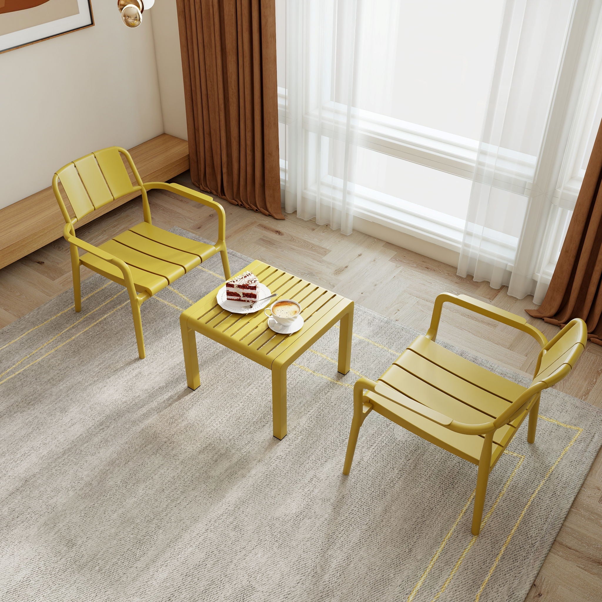 3 Piece Indoor / Outdoor Leisure Table And Chair Set - Image 4