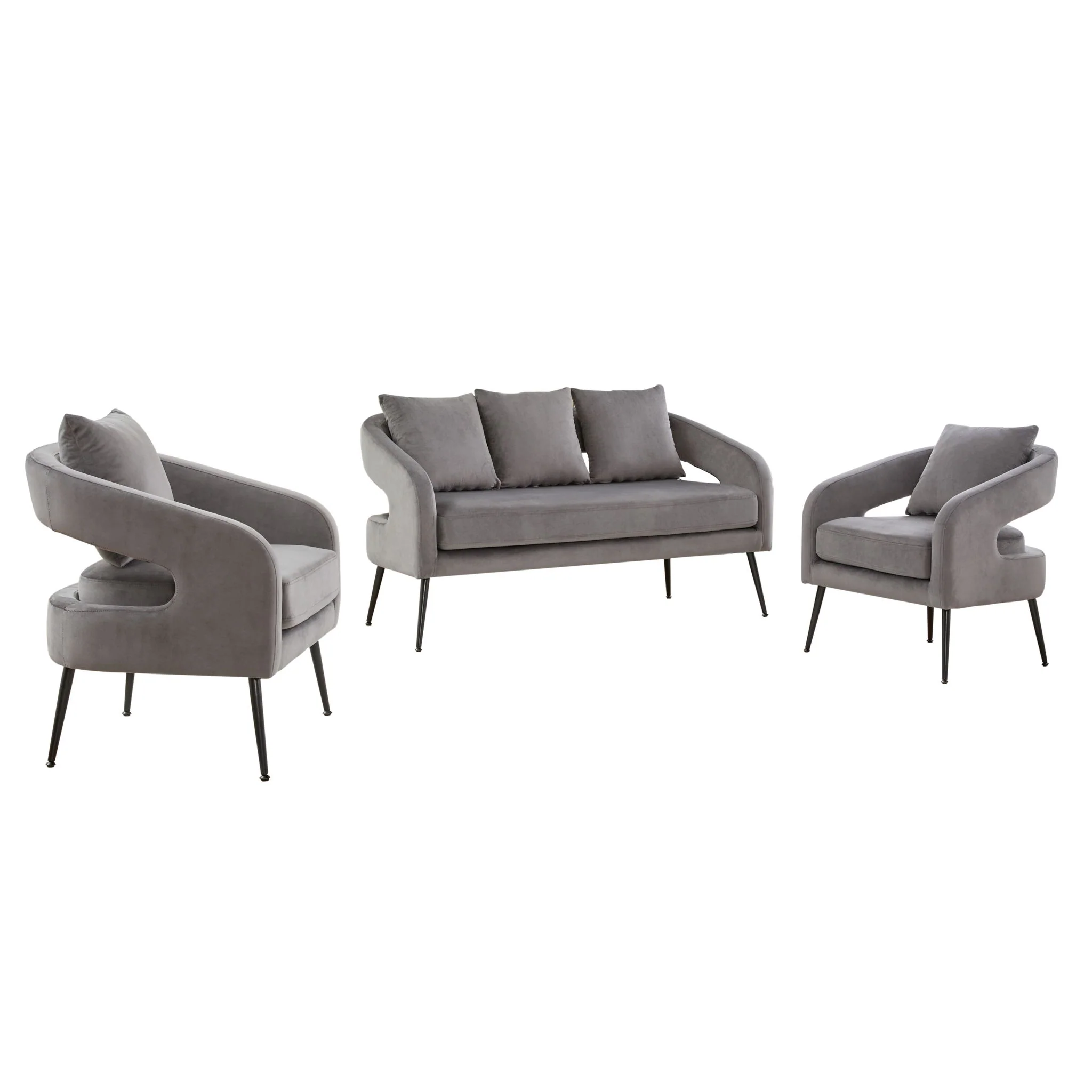 3 Piece Living Room Set, Loveseat & 2 Accent Chairs - Image 2
