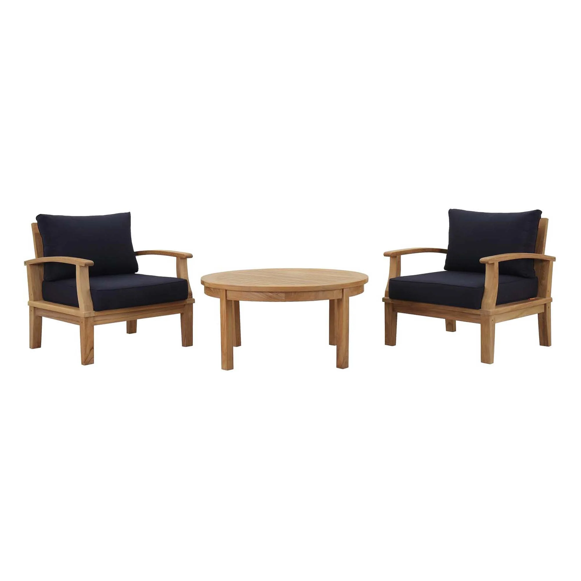 3-Piece Natural Solid Teak Outdoor Patio Seating Set for Garden, Deck & Backyard - Image 7