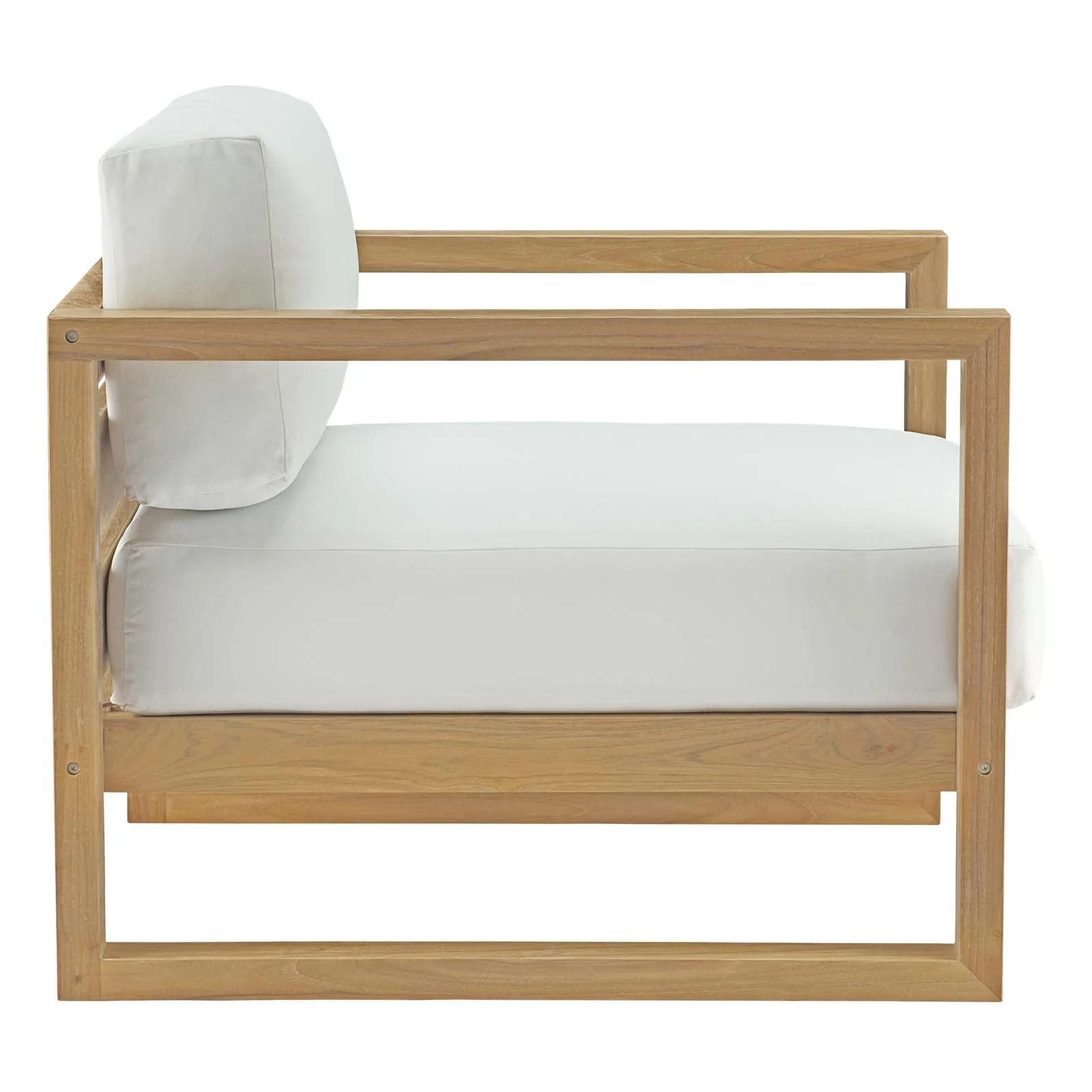 3-Piece Natural Teak Outdoor Patio Set with White Cushions - Image 4