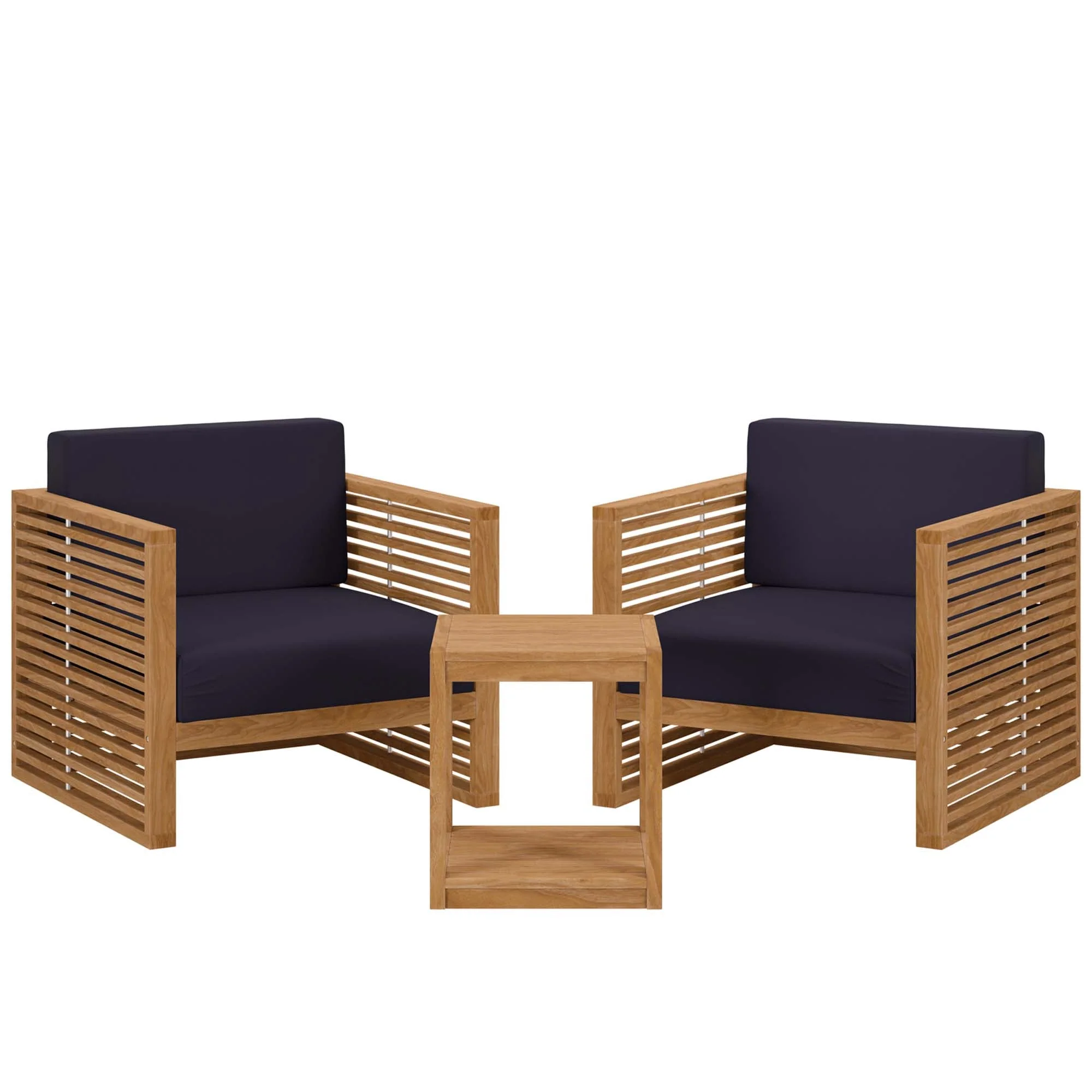 3-Piece Natural Teak Wood Outdoor Patio Furniture Set for Backyard and Deck - Image 13