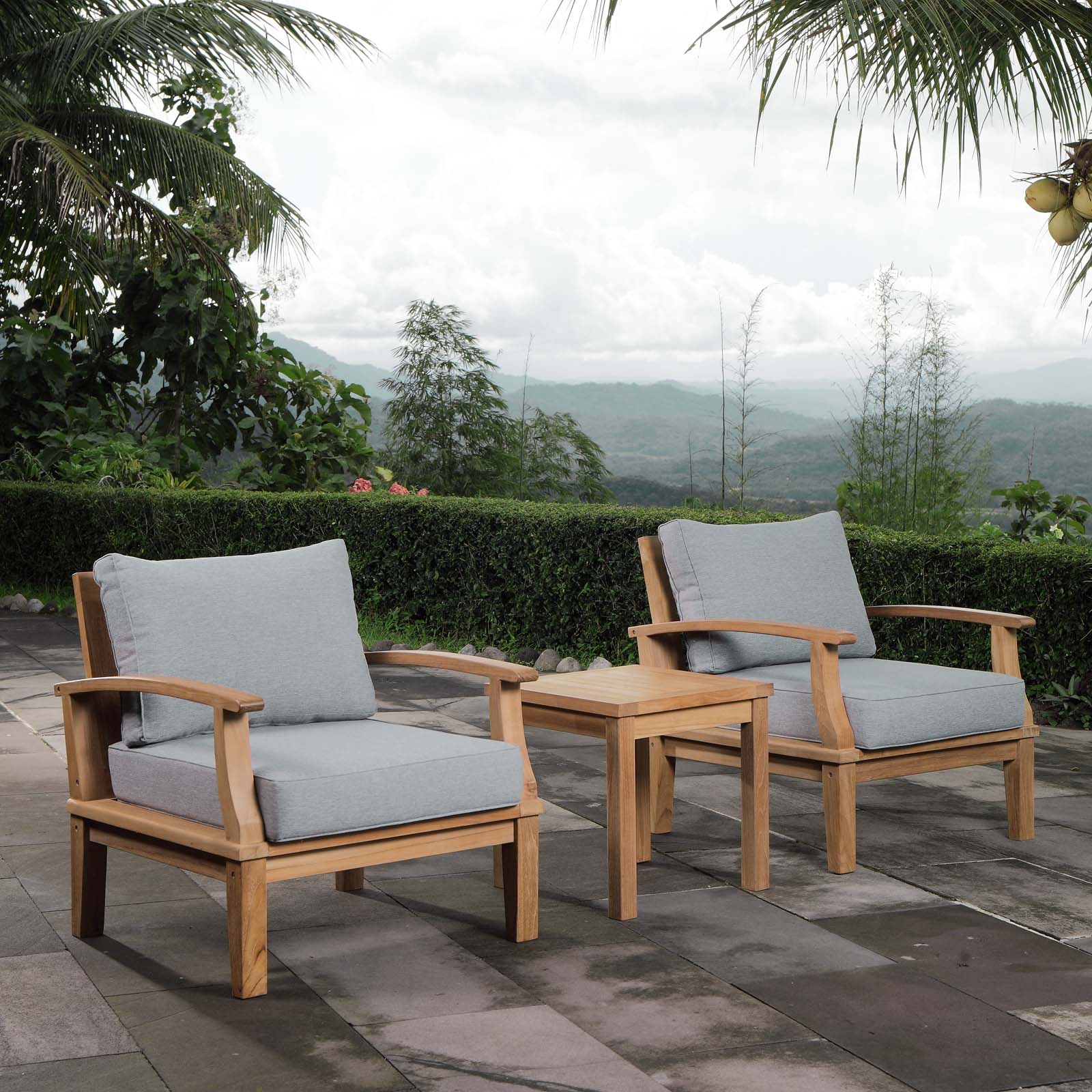 3-Piece Natural Teak Wood Outdoor Patio Furniture Set for Garden, Deck and Backyard - Image 18