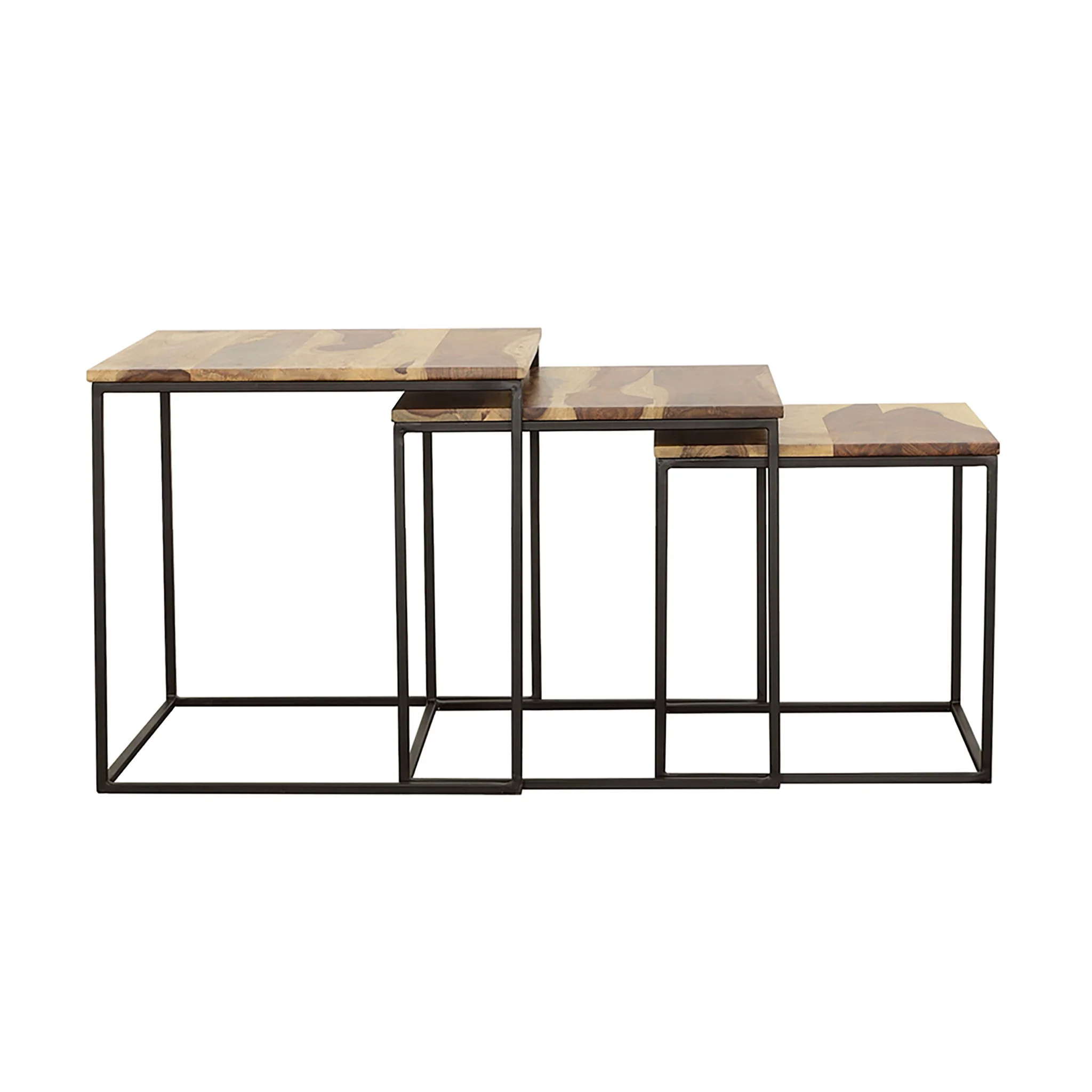 3 Piece Nesting Design Table Set - Brown - Image 2