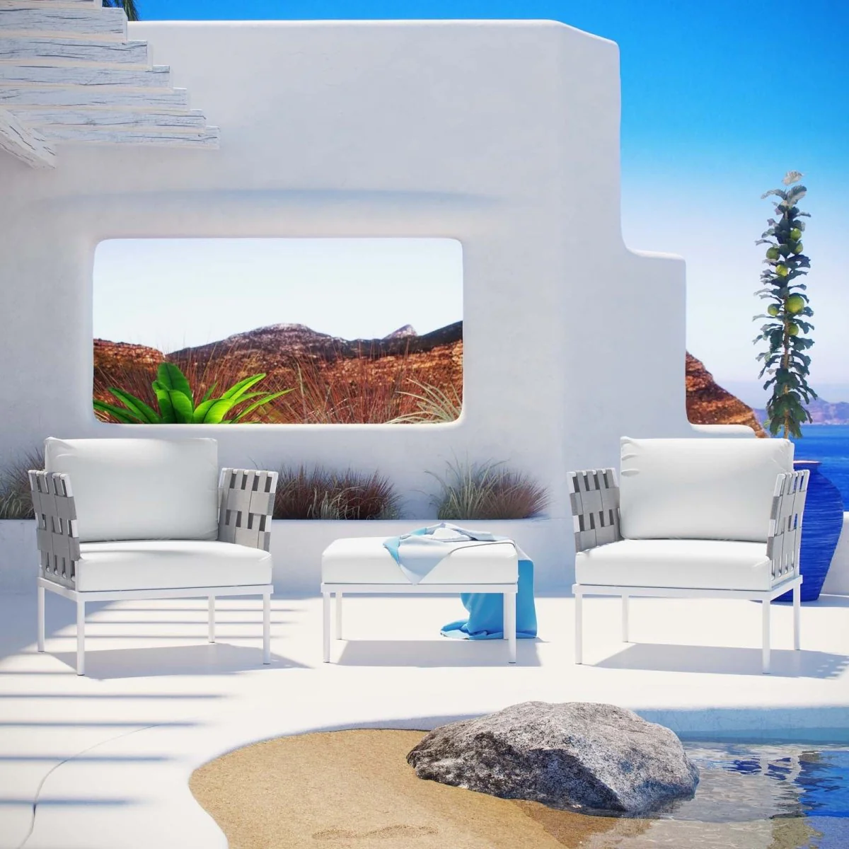 3-Piece Outdoor Patio Aluminum Sectional Sofa Set - Image 24
