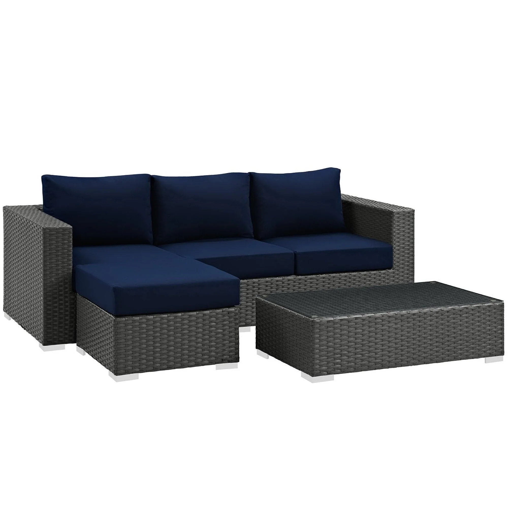 3-Piece Outdoor Sunbrella Fabric Patio Sectional Set - Image 2