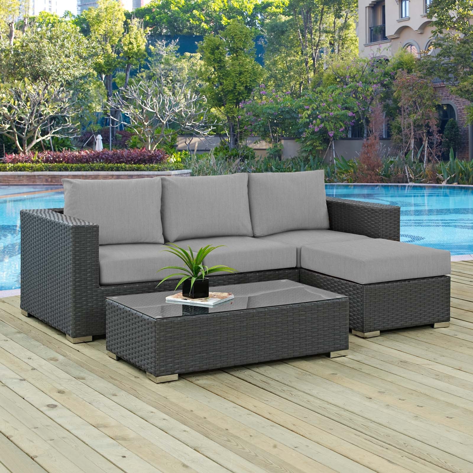 3-Piece Outdoor Sunbrella Fabric Patio Sectional Set - Image 21
