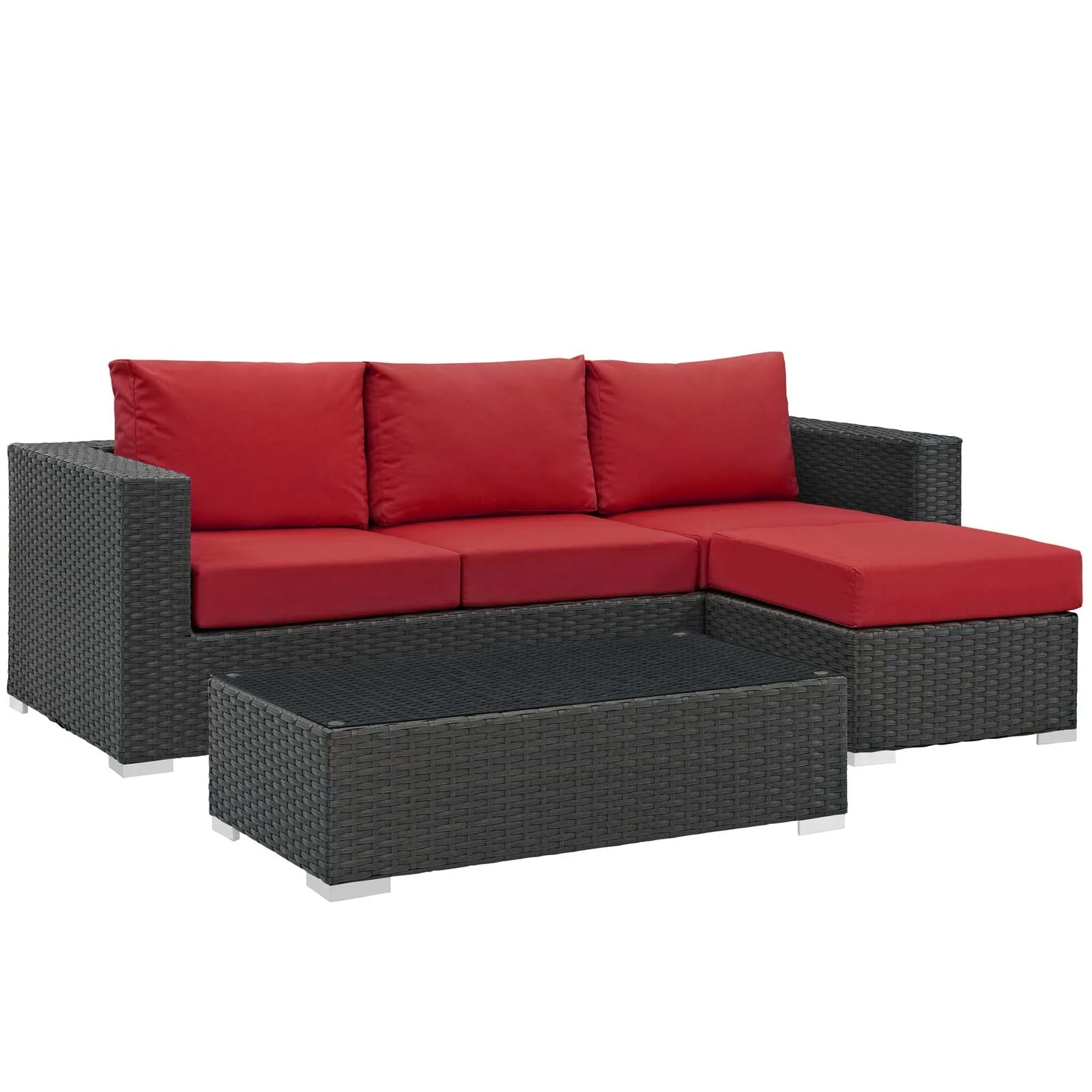 3-Piece Outdoor Sunbrella Fabric Patio Sectional Set - Image 22