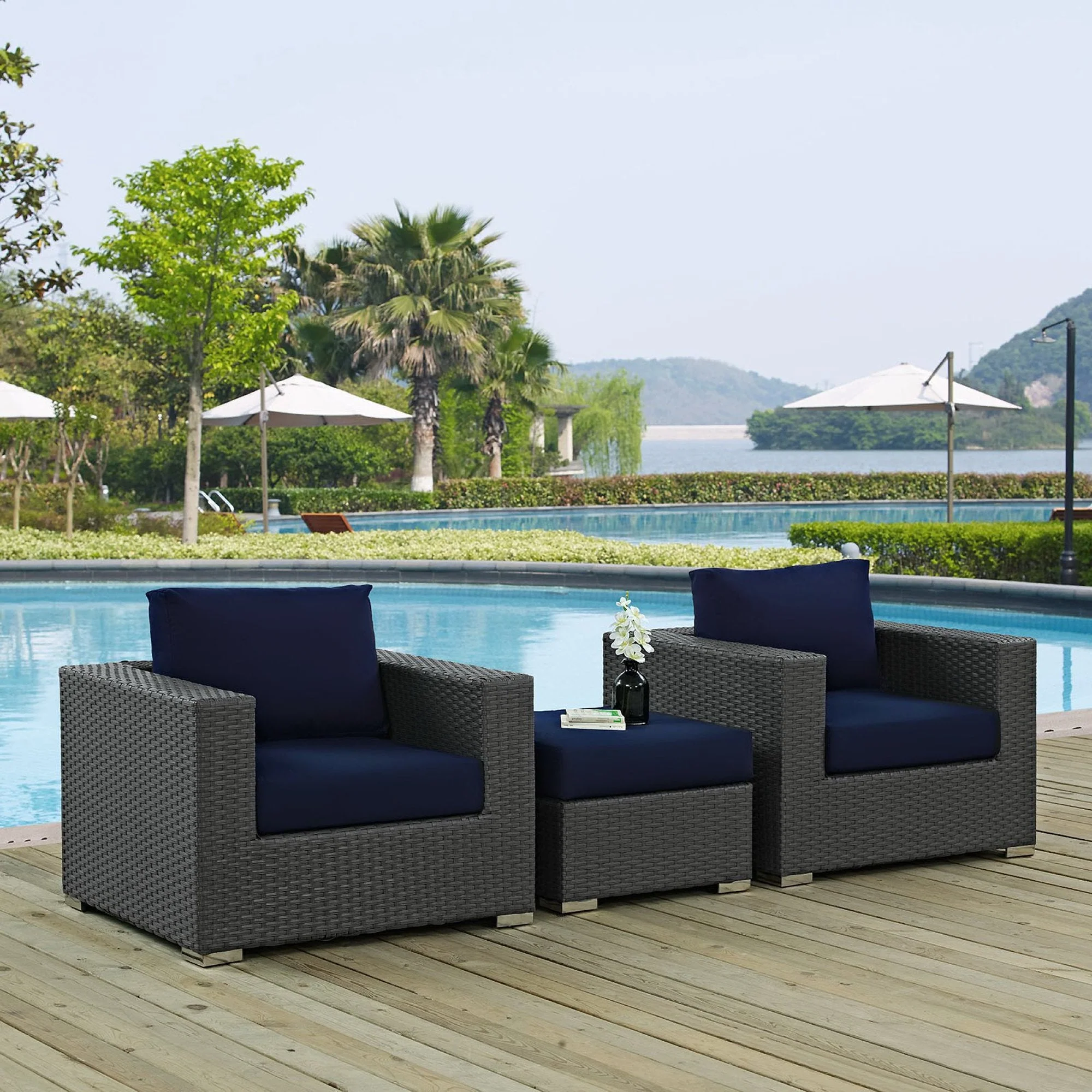 3-Piece Outdoor Sunbrella Fabric Patio Sectional Set - Image 12